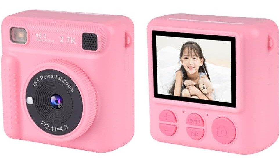 SpionProfi Kinder Sofortbildkamera Selfie Digitalkamera Haus Kamera Junge Mädchen Sofortbildkamera (48 MP, FULL HD 1080p Sofortbildkamera - Foto, Video, Musik, Spiele)