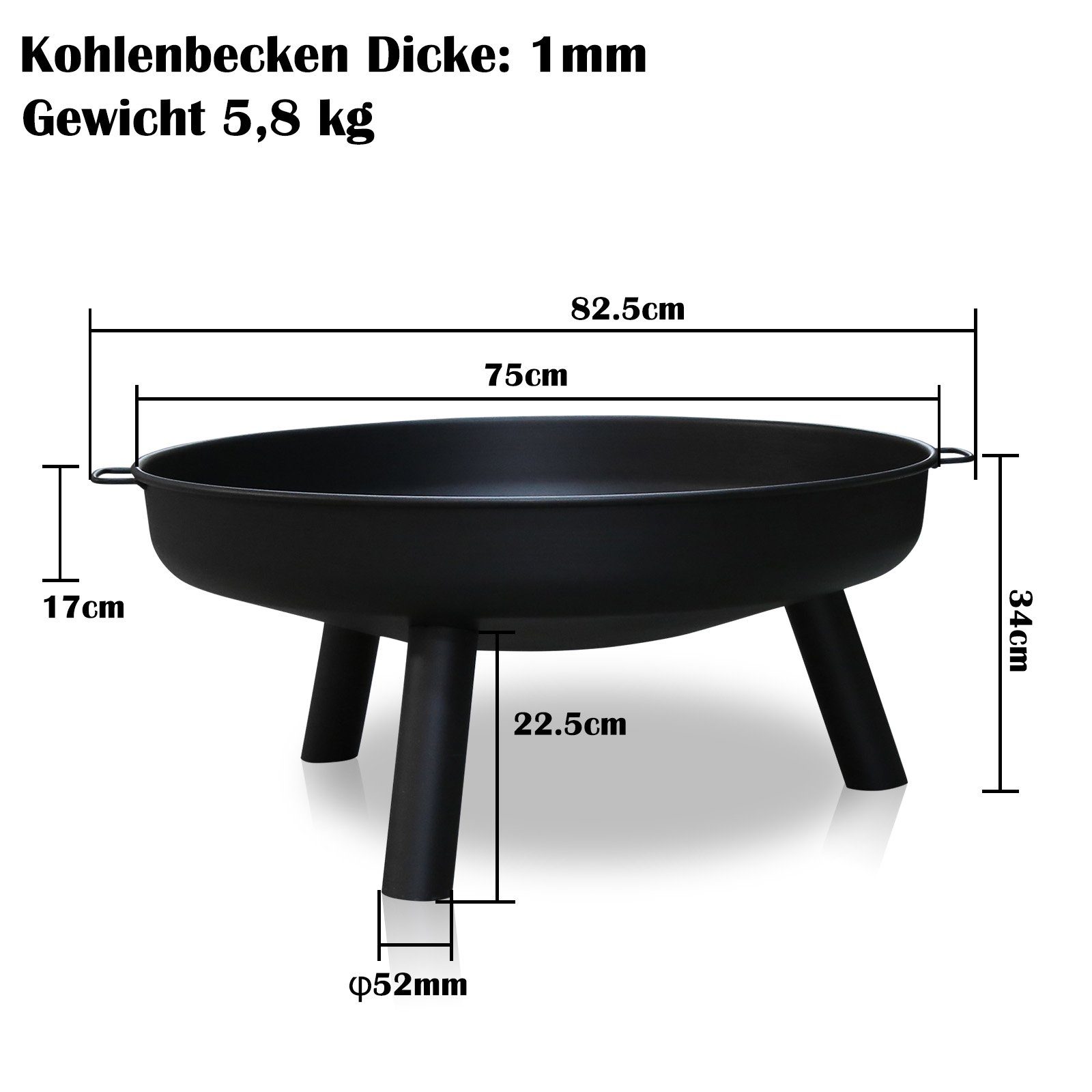 Feuerschale Loch Grillstelle Clanmacy Feuer 80 Grills Gemütliche cm mit Multifunktional Feuerschale