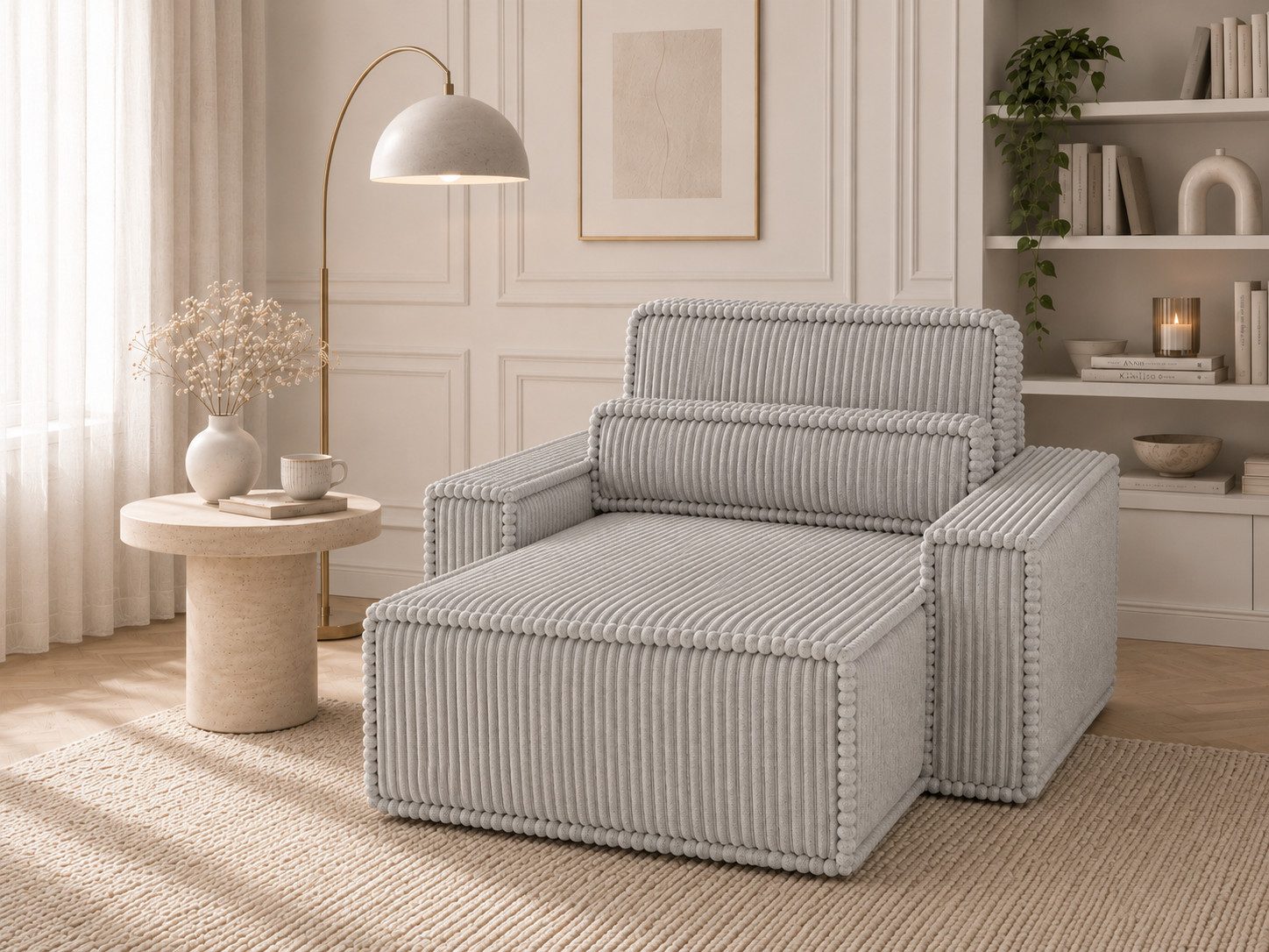 MOEBLO Chaiselongue ARGENTO, Polsterliege aus Cord Loveseat Chaiselounge Ottomane premium Cordstoff Loungesofa Relaxsessel Recamiere XXL-Sessel Loungesessel, (BxHxT):100 x 85 x 162 cm