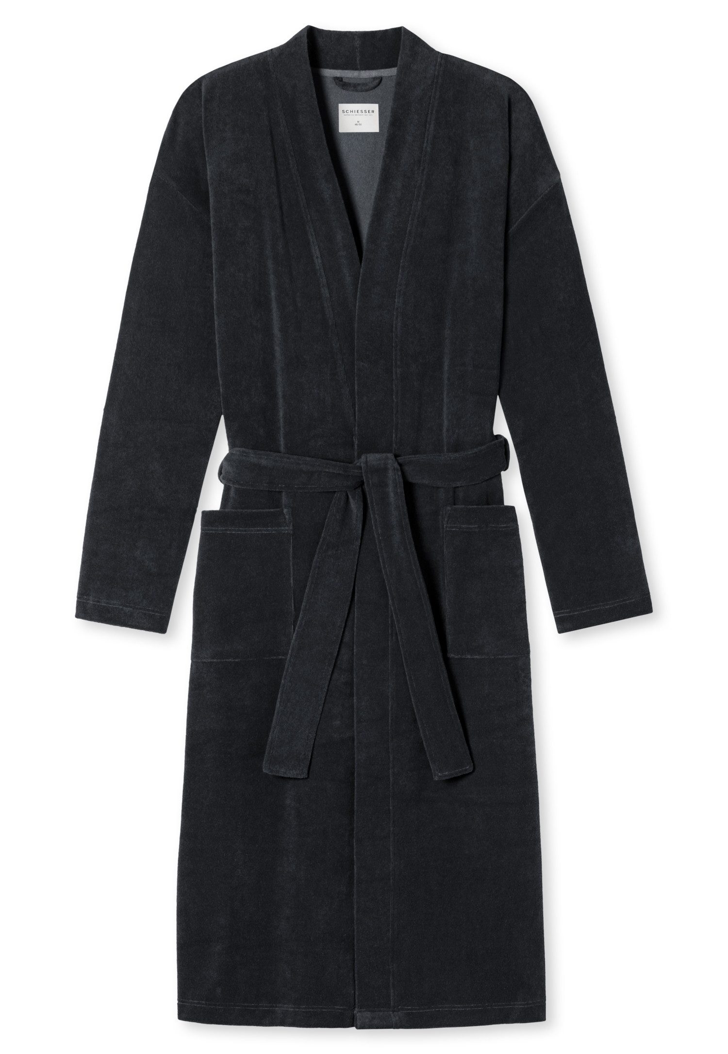 Schiesser Herrenbademantel Feather Terry, Langform, Baumwoll-Mix, Schalkrag günstig online kaufen