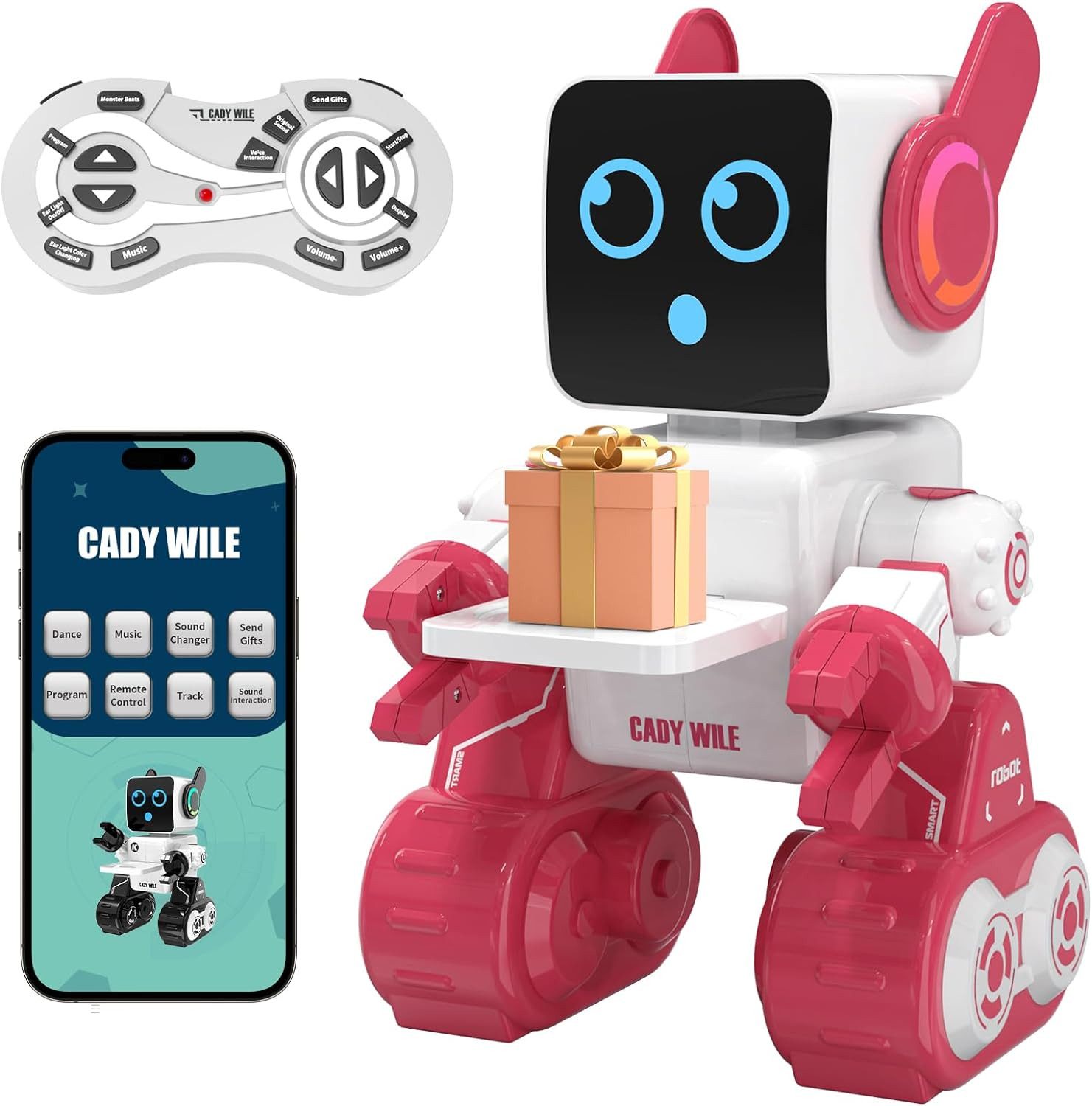 Powerwill Lernroboter Ferngesteuert Roboter Spielzeug für Kinder,Intelligent Programmier (wiederaufladbarer RC-Roboter-Bausatz), LED intelligenter Roboter,spricht Tanzbewegungen,integrierte Münzbank