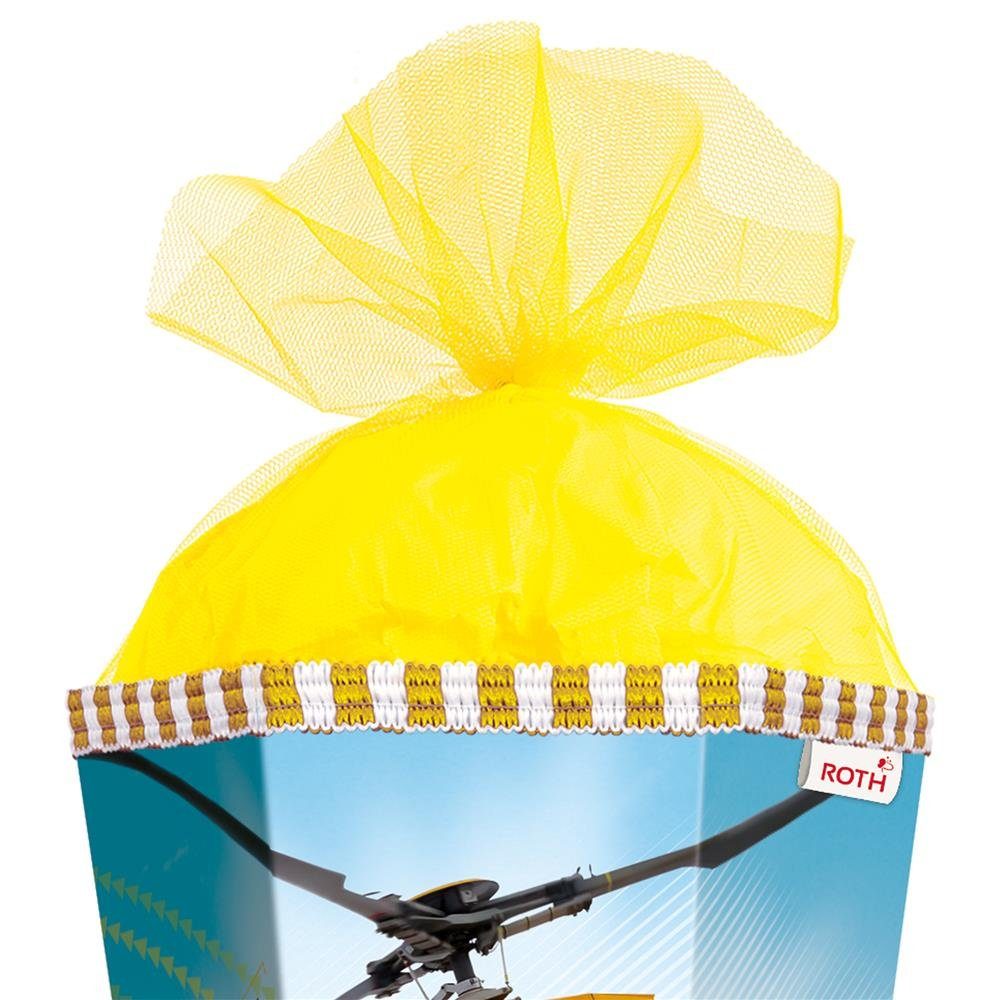 Zuckertüte Roth gelbem mit cm, Schultüte für Schulanfang Helikopter, 85 Tüllverschluss, eckig,