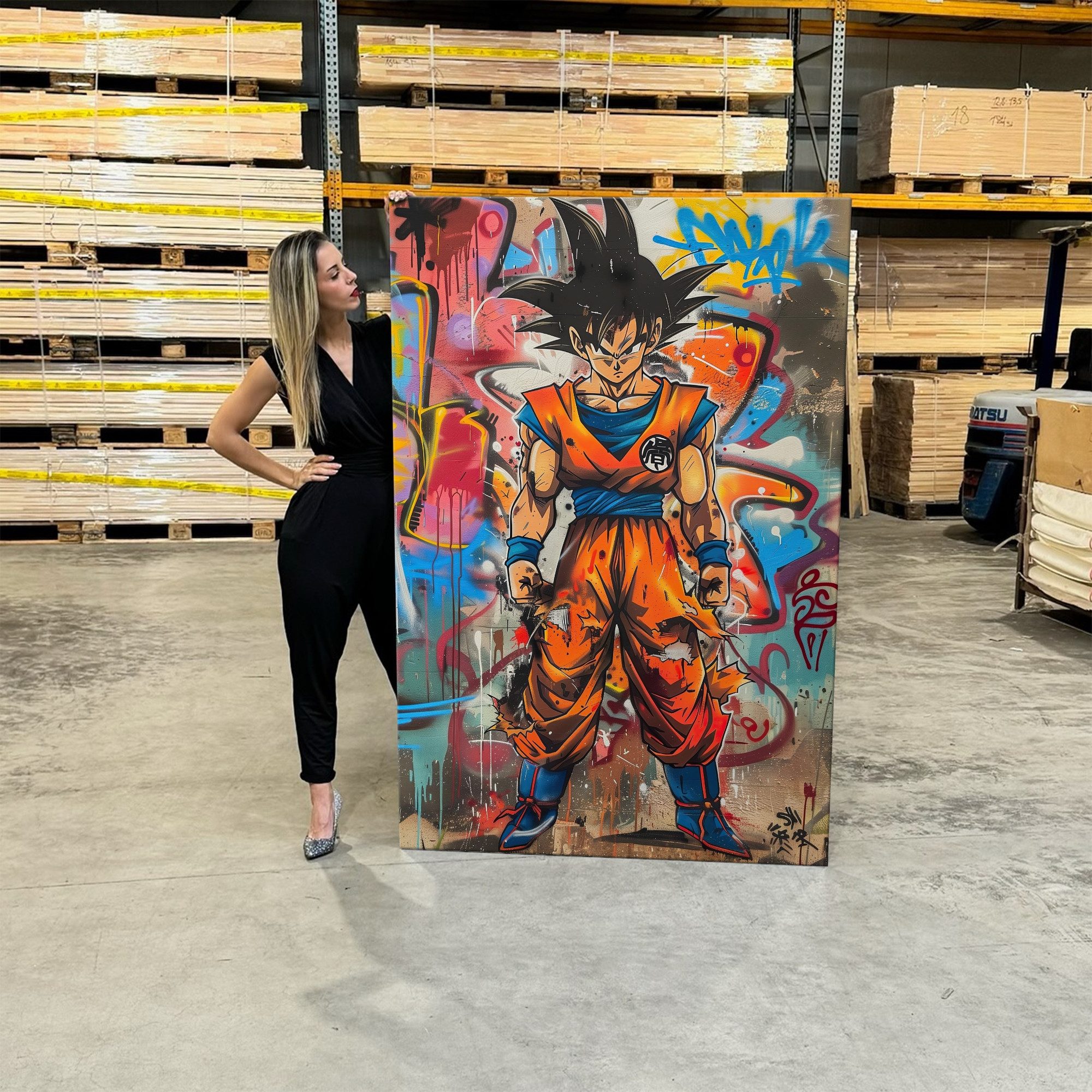 Artmazing Leinwandbild Goku Grafitti, Goku Grafitti, gesp. auf FSC Echtholz-Keilrahmen, in versch. Größen – Bild 2 von 5
