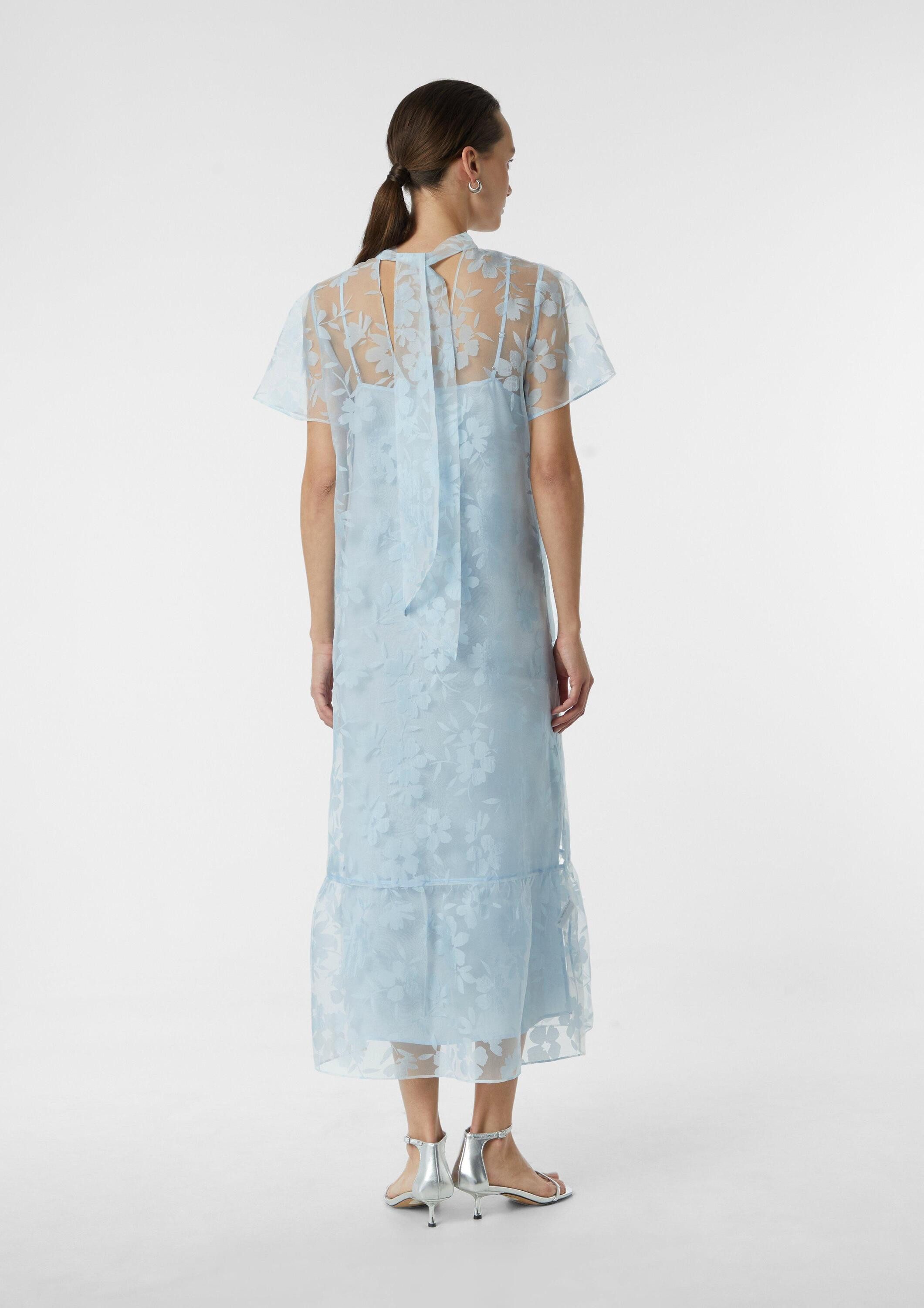 comma Maxikleid Kleid Luftiges Organza-Kleid mit herausnehmbarem Unterkleid
