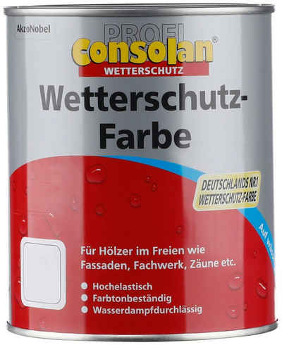 Consolan  Wetterschutzfarbe Profi Holzschutz, 0,75 Liter, grau