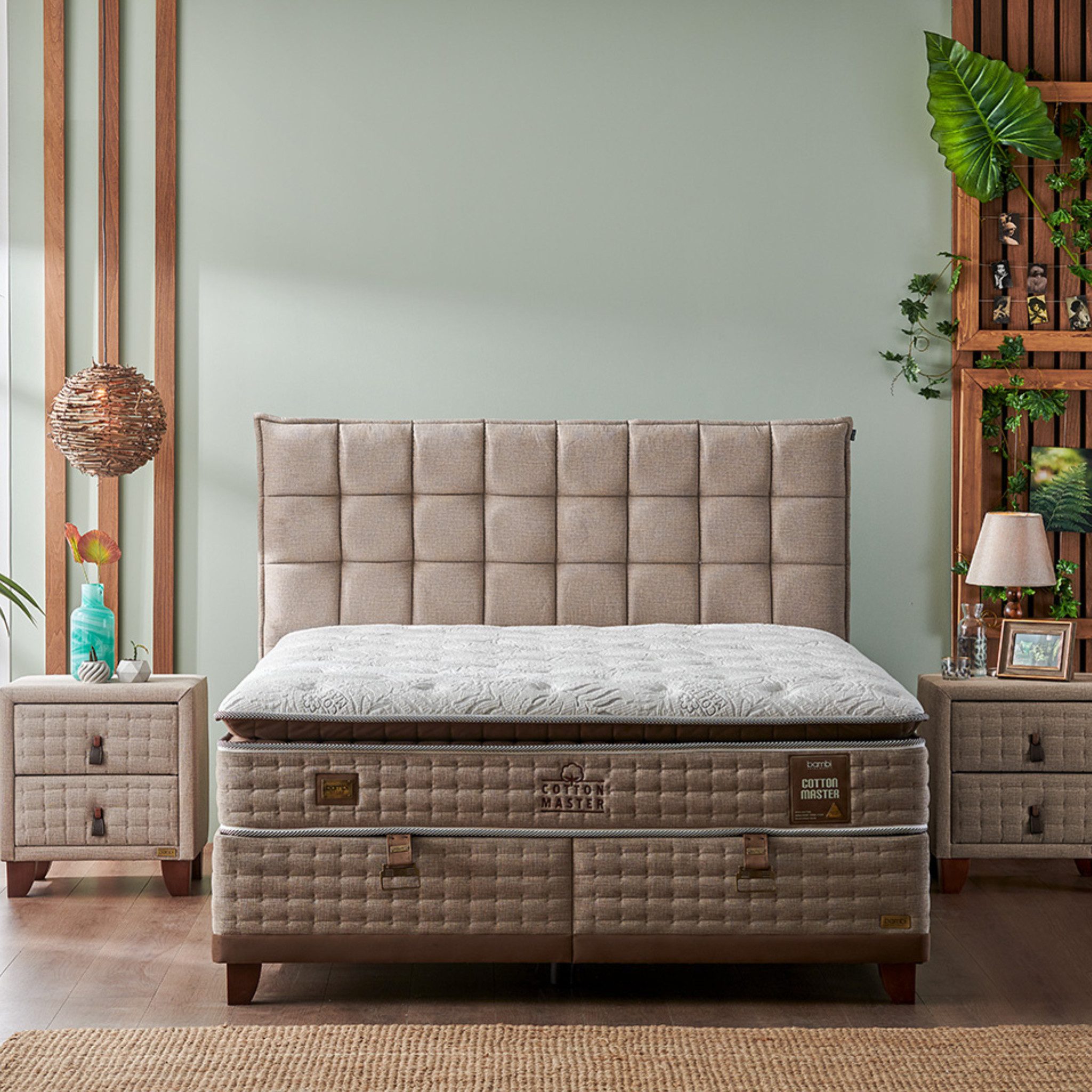 gowoll Boxspringbett 180x200 - 140x200 Schlafzimmer Set Cotton Master (Set), mit Bettkästen