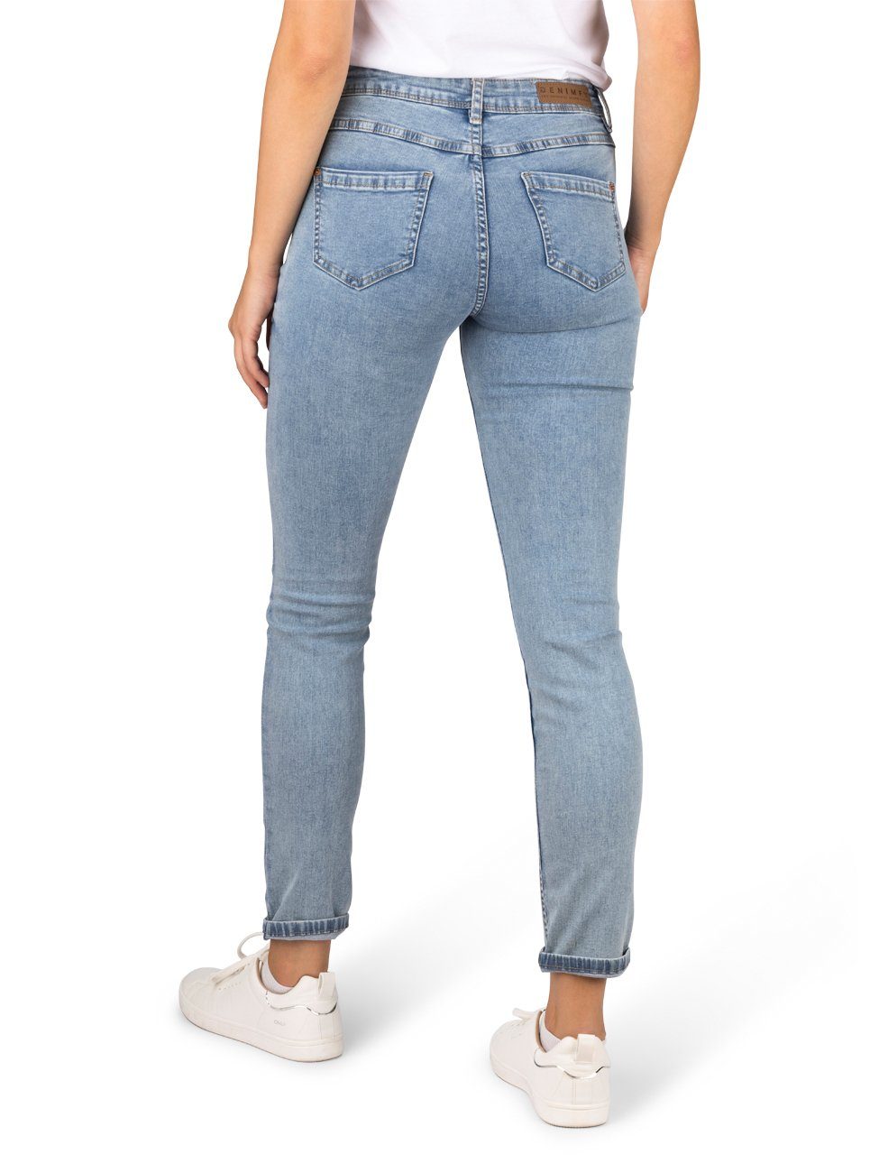 DENIMFY Slim-fit-Jeans Damen Jeanshose DFElla Fit mit BLUE (L177) Denim Hose DENIM LIGHT Stretch Slim