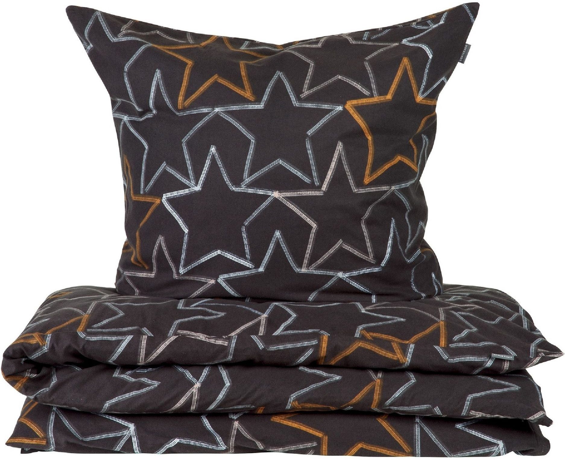 Schiesser Bettwäsche Lizzy aus weicher Baumwolle mit coolem Sterne-Print, Feinbiber, 2 teilig, OEKO-TEX® MADE IN GREEN-zertifiziert