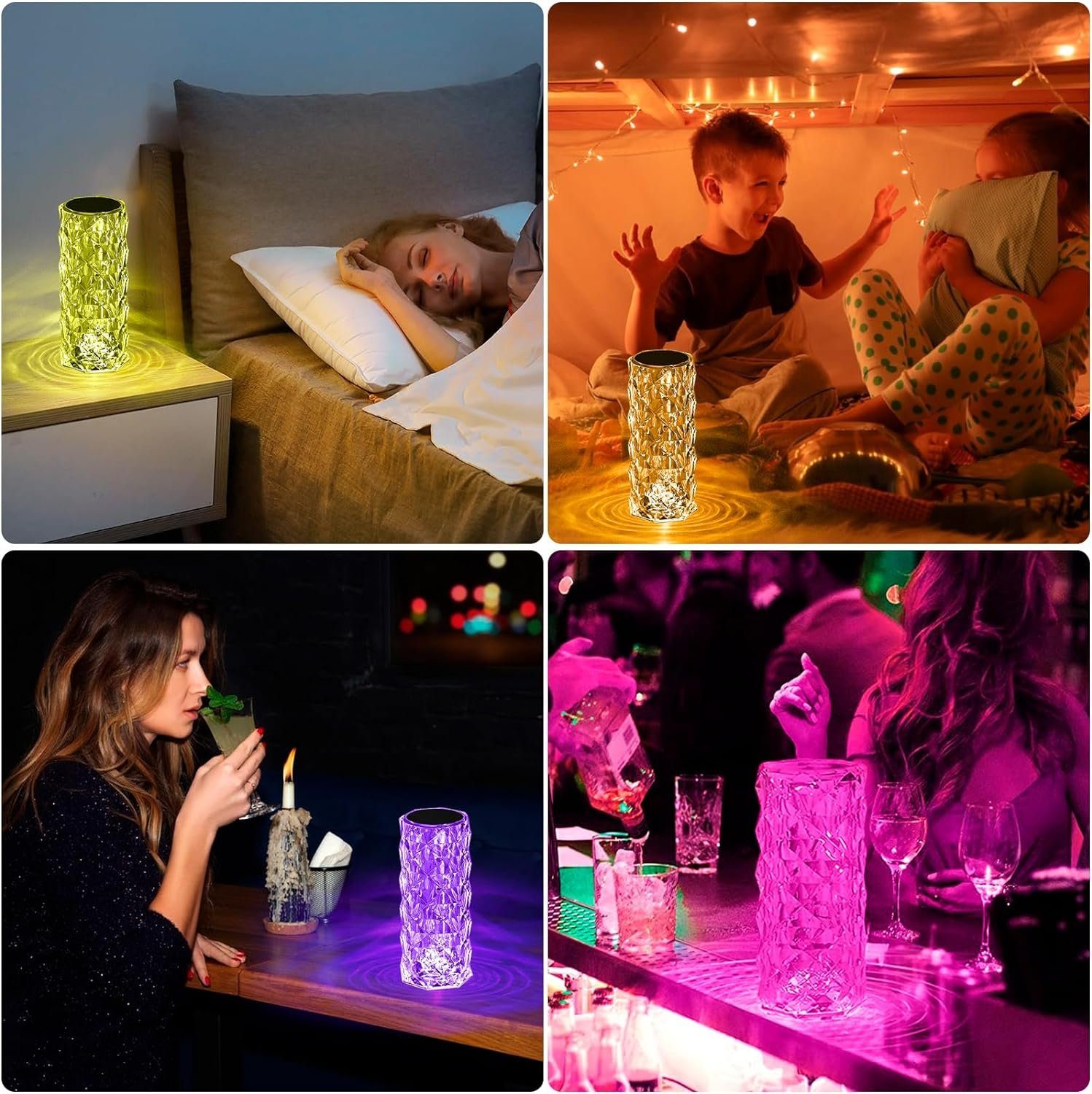 XINGGANG Tischleuchte Rose Kristall Lampe LED 3D Effekt, Touch & Fernbedienung, Dimmbar, Touch und Farbwechsler, LED fest integriert, Geschenk romantische Anläs – Bild 4 von 5