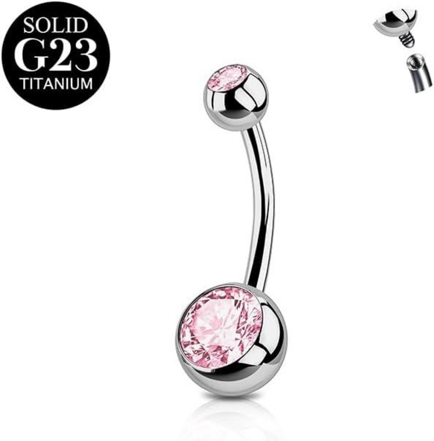 FunZing Bauchnabelpiercing Titan Bauchnabelpiercing 14G Silber 6mm-16mm Stablänge CZ Nabel Ringe