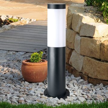 etc-shop LED Außen-Stehlampe, Leuchtmittel inklusive, Warmweiß, Edelstahl Sockel Leuchte Garten Weg Beleuchtung Einfahrt Steh Lampe im