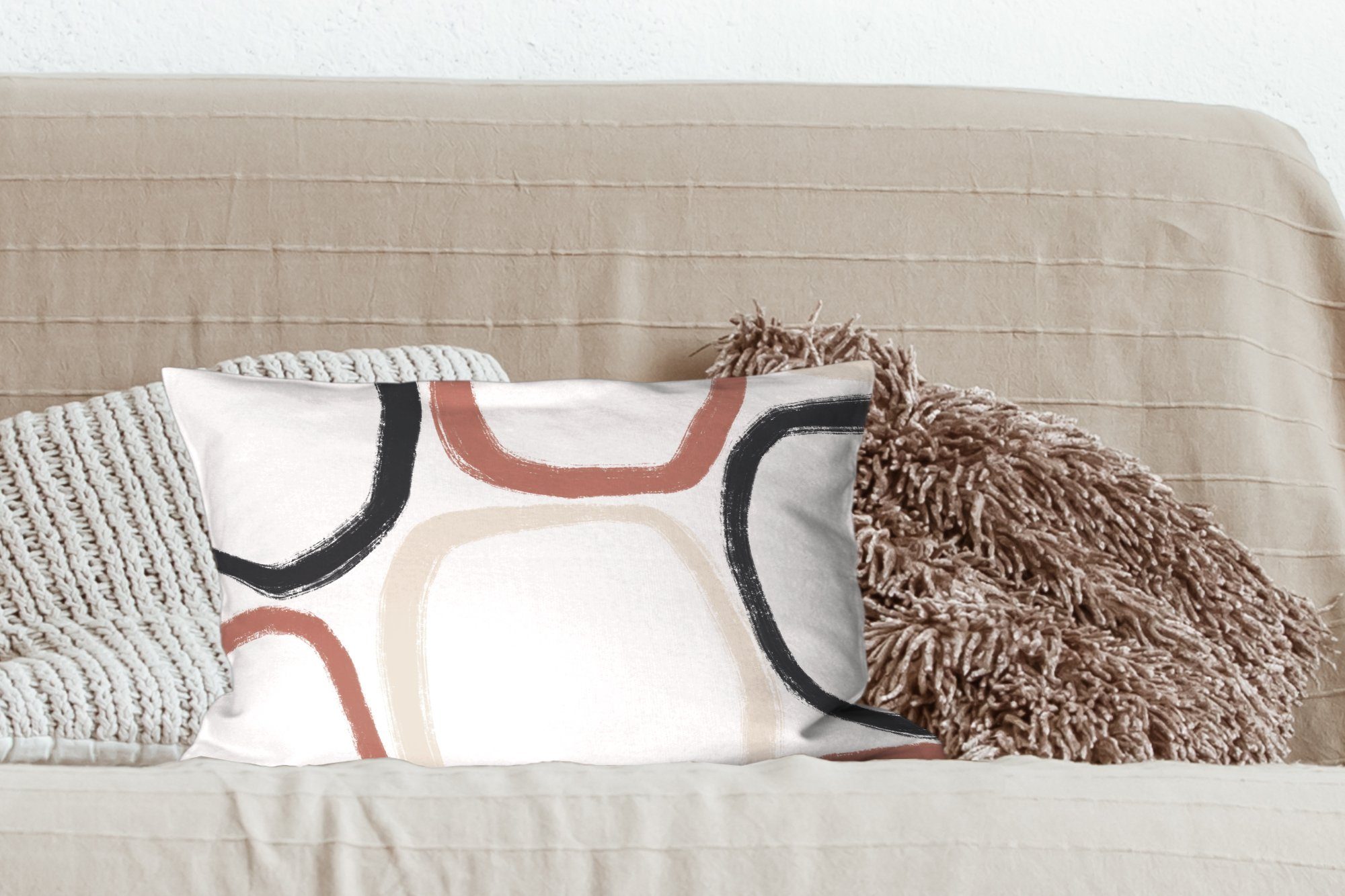 Schlafzimmer Pastell Formen Minimalismus - mit Dekokissen Dekokissen Dekoration, - Geometrische MuchoWow Muster, - Zierkissen, Füllung, Wohzimmer