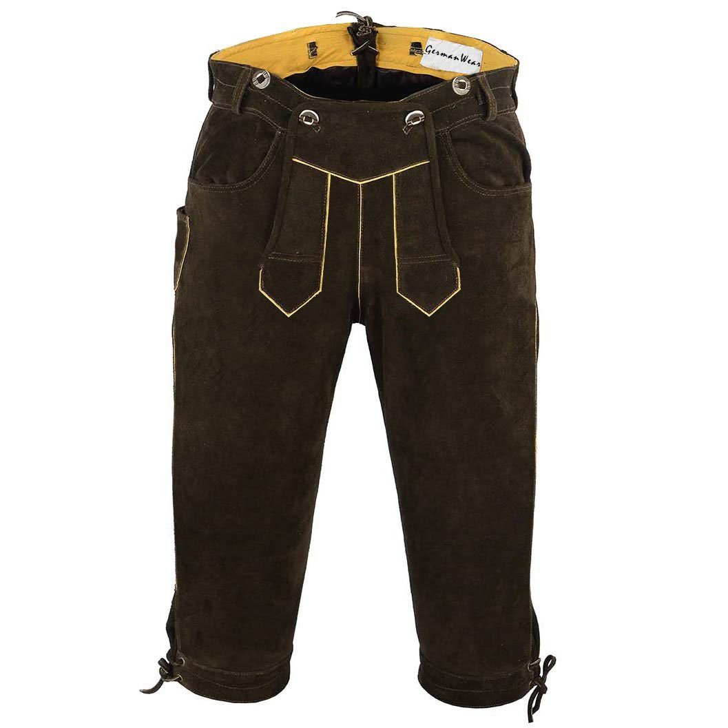 Stickerei GW830 Trachten Kniebundhose Wear Dunkelbraun Ohne Lederhose German Trachtenlederhose