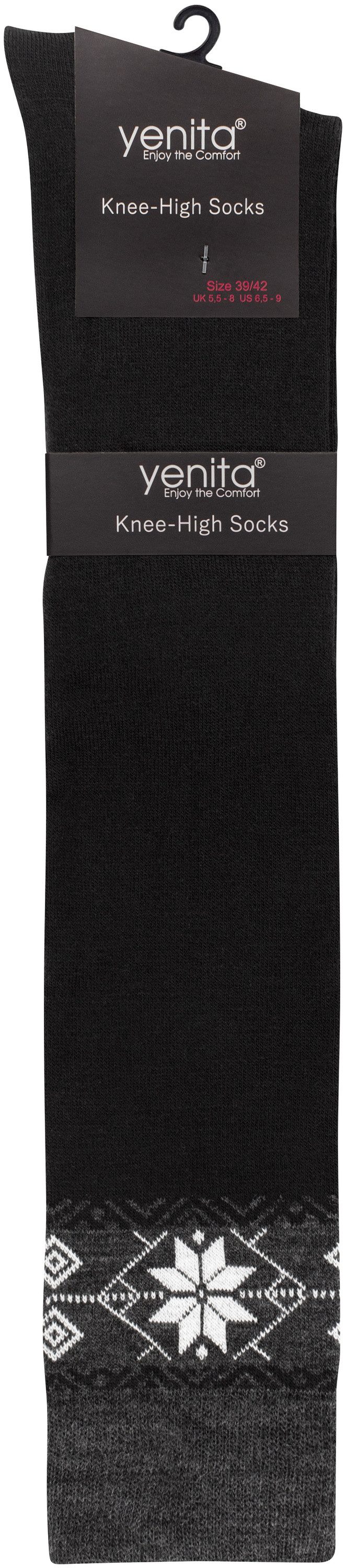 Yenita® Kniestrümpfe (2-Paar) Weicher und warmer Materialmix