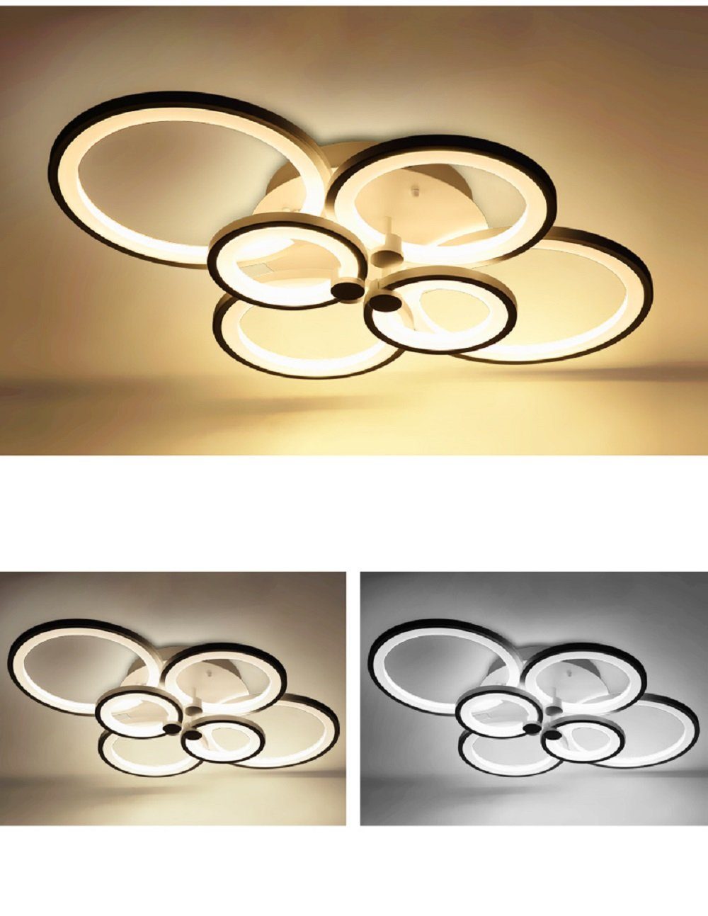 Euroton LED Deckenleuchte LED Deckenleuchte Fernbedienung Lichtfarbe/Helligkeit einstellbar, LED fest integriert, mit Fernbedienung kaltweiß-warmweiß, 7000k-3000k stufenlos einstellbar, Nicht zutreffend