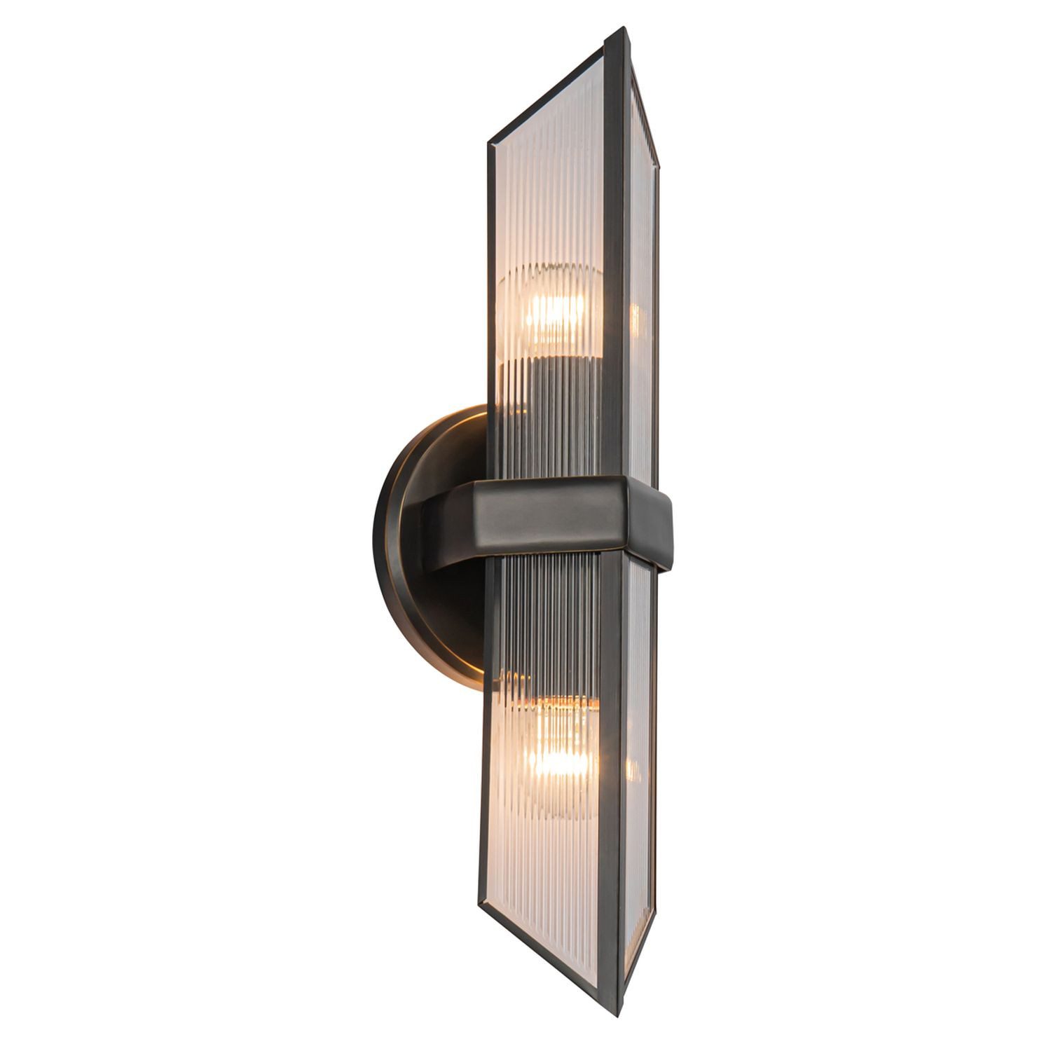 Licht-Erlebnisse Wandleuchte ALVIAN, ohne Leuchtmittel, Art Déco H: 38.4 cm in Bronze Antik Metall Glas E27 2-flammig Up Down