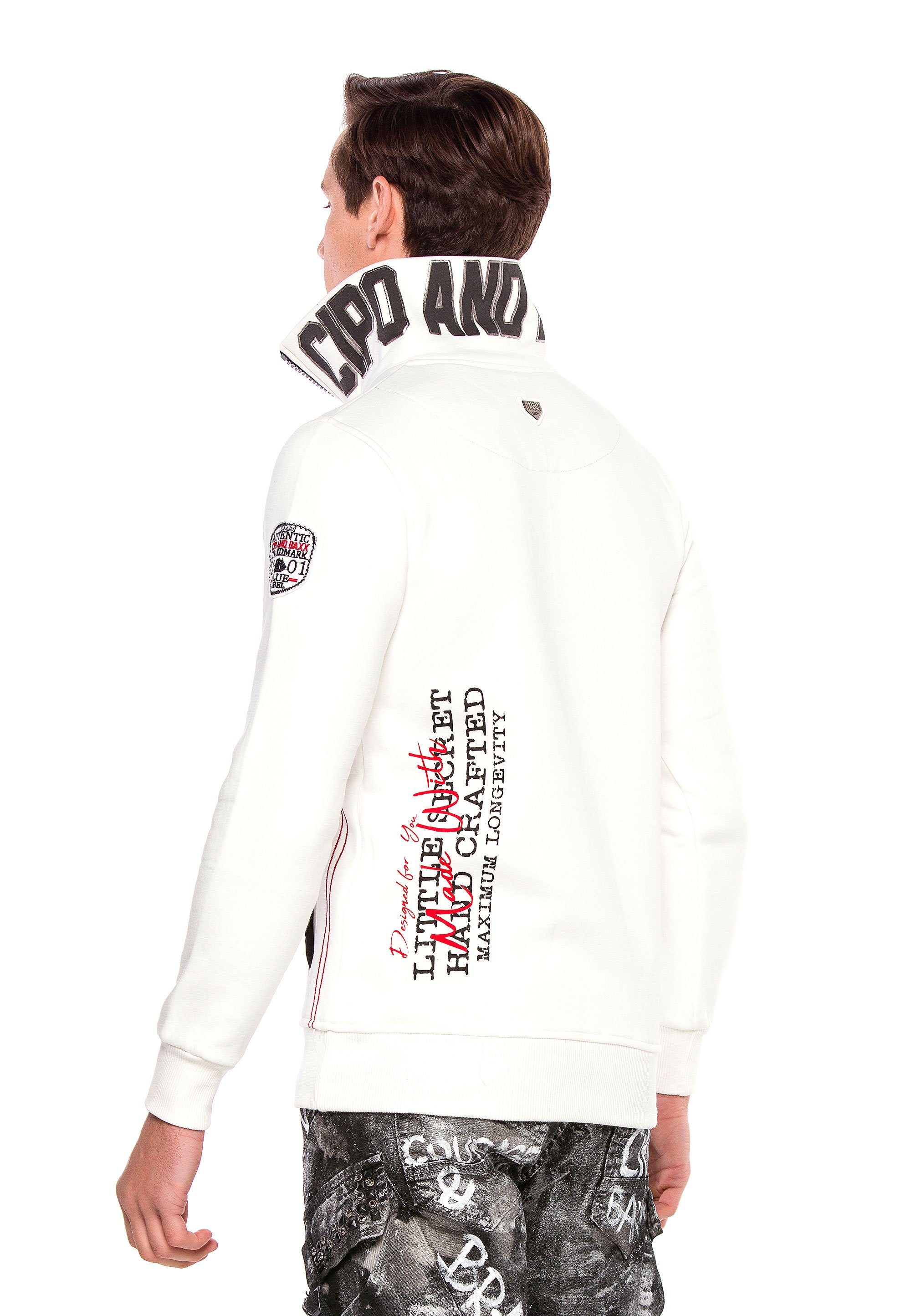 Baxx Cipo hohem Sweatshirt Stehkragen ecru mit &