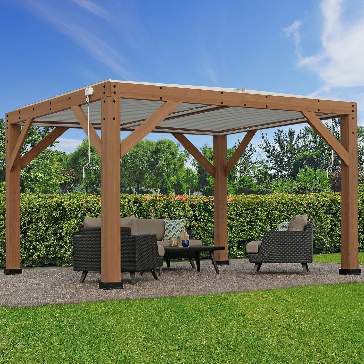 Thumbnail - WESTMANN Pergola Karl, 100 % FSC®-zertifiziertes Zedernholz, Dach aus Aluminium