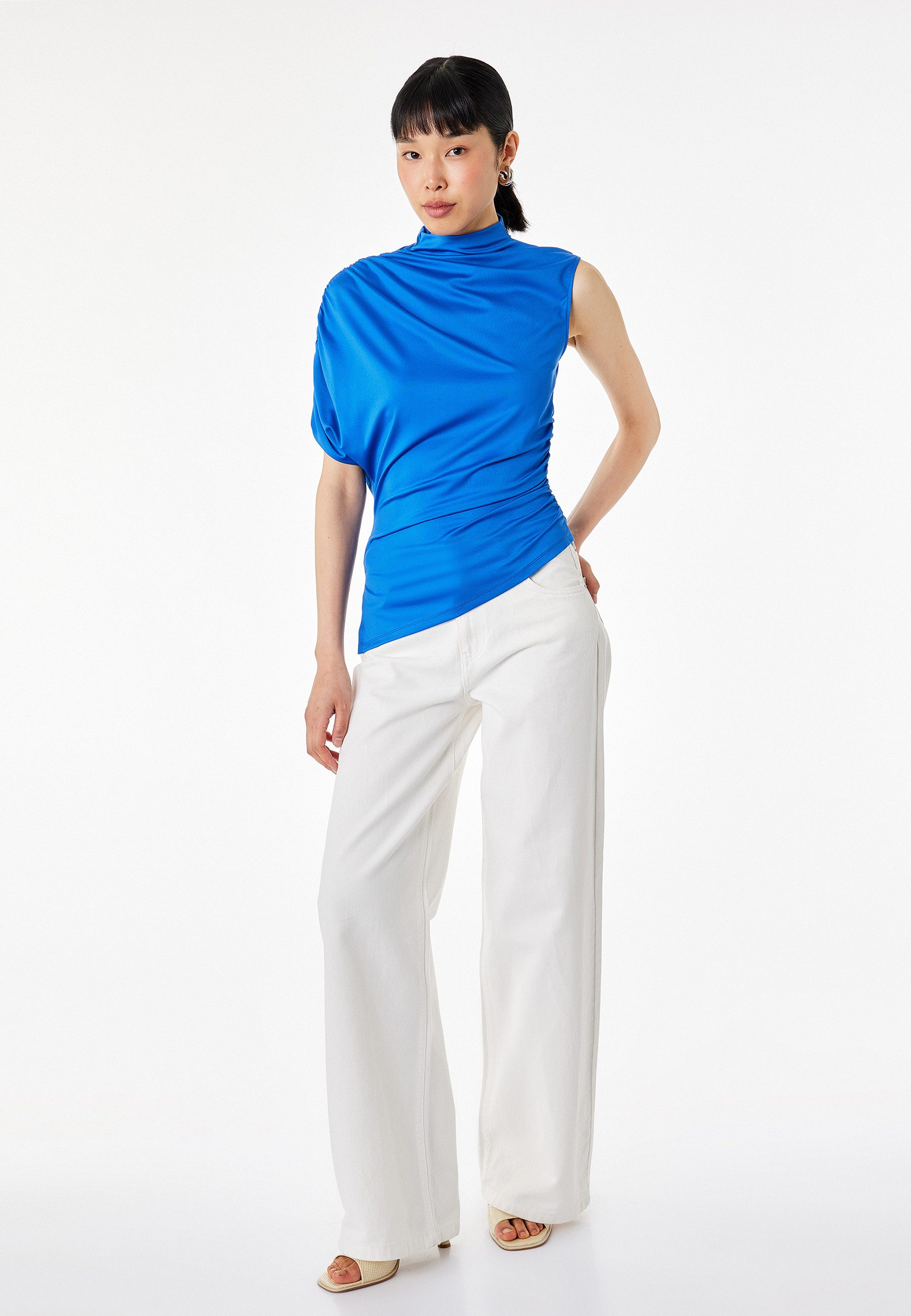 Koton Kurzarmbluse Koton Asymmetrische Slim Fit Bluse
