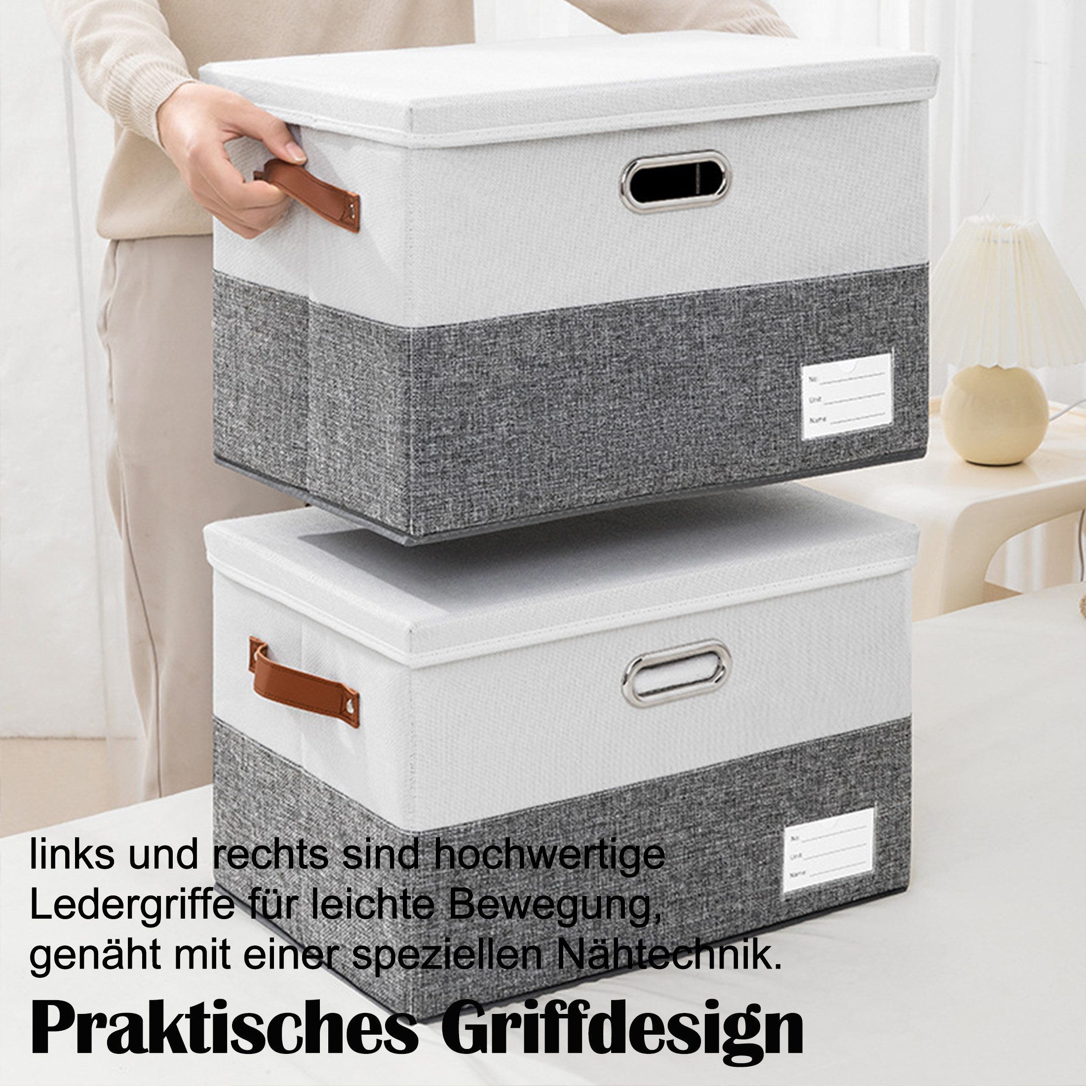 Luckice Aufbewahrungsbox 43*30*30cm Aufbewahrungskorb 40L mit Deckel Groß,G günstig online kaufen