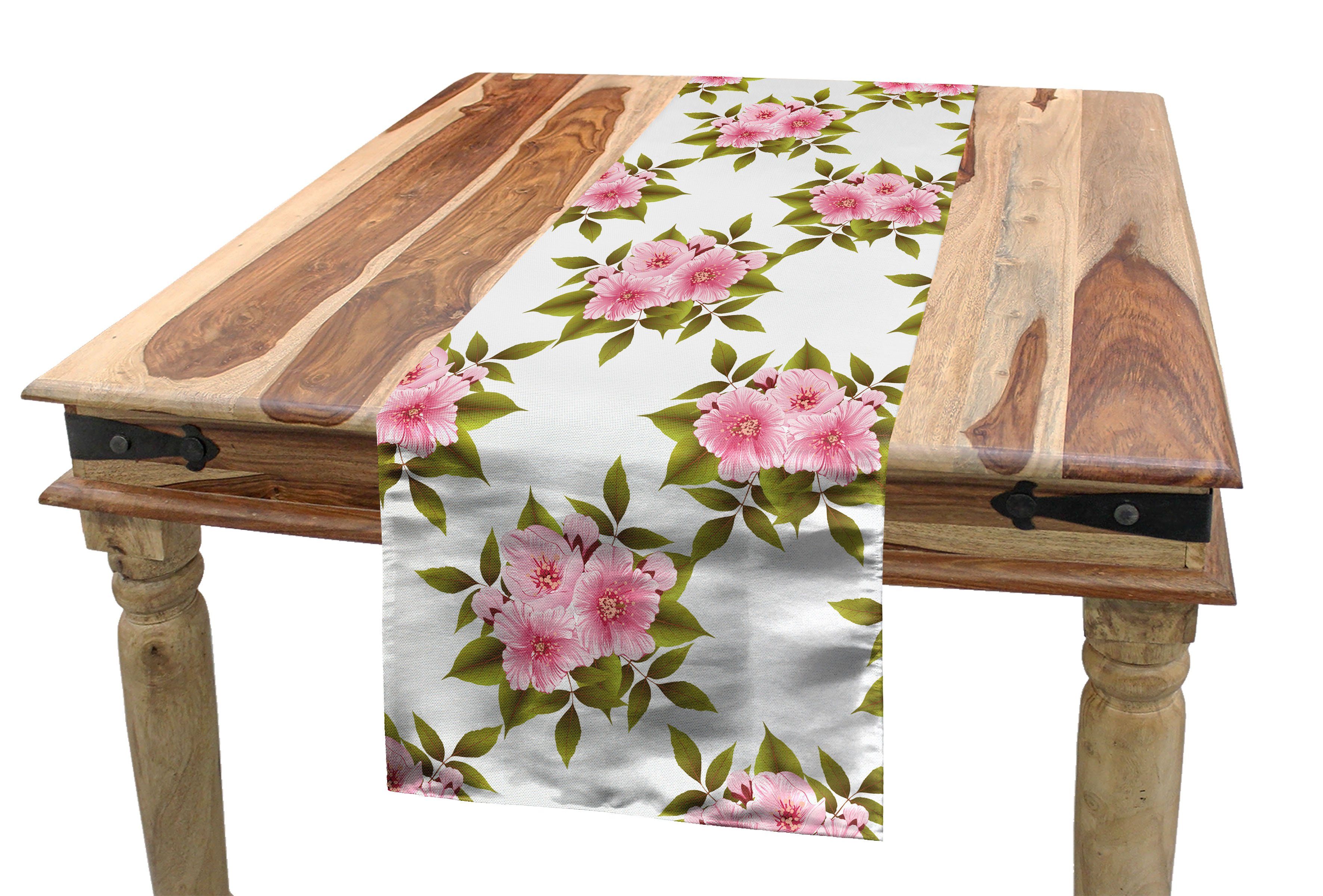Abakuhaus Tischläufer Esszimmer Küche Rechteckiger Dekorativer Tischläufer, japanisch Blühender Sakura Blumen