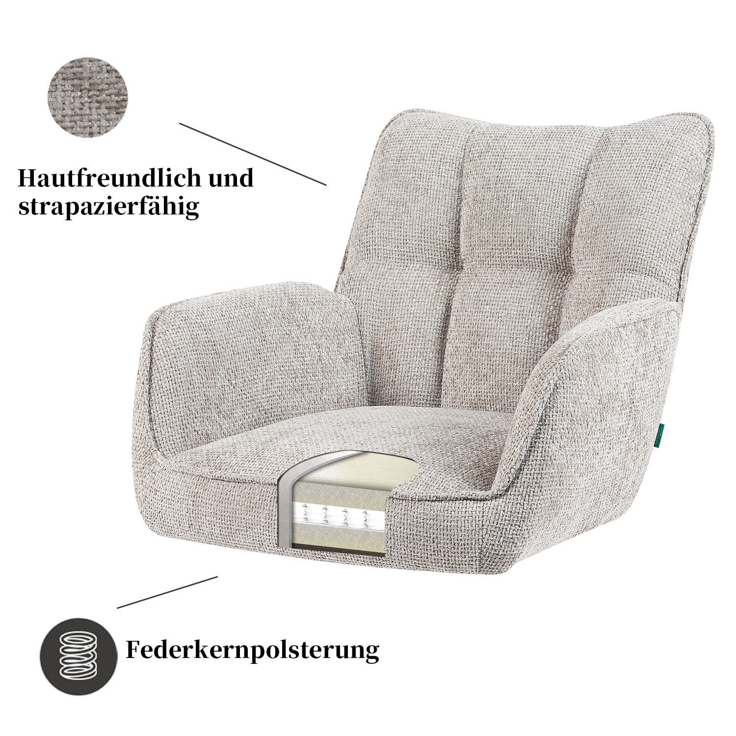 DUBI Möbel Polsterstuhl Mika-Ida (1 St), Federkern, Eiche geölt, 360° drehbar, Rückstellfunktion