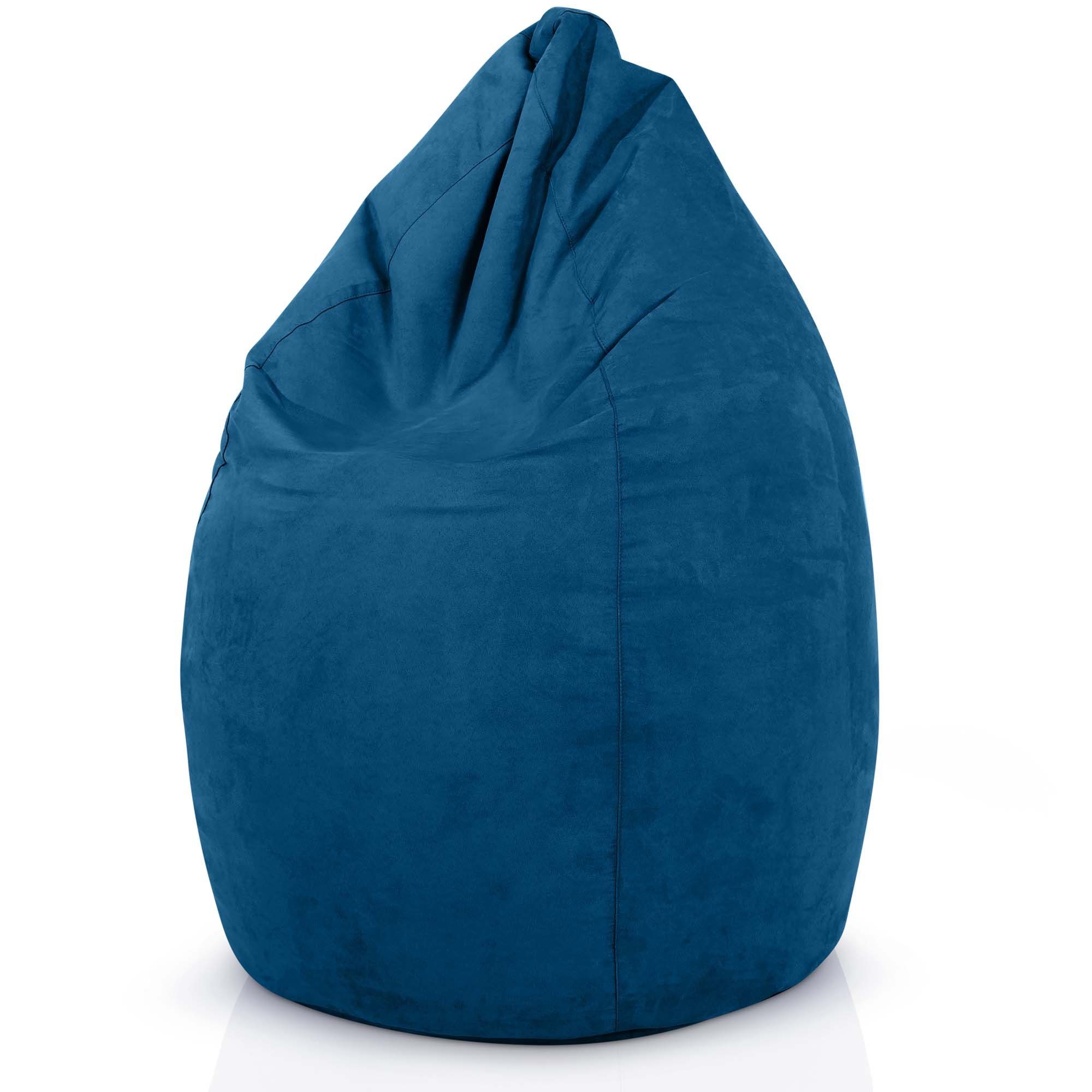 Green Bean Sitzsack Drop (Sitzsack mit Rückenlehne 60x60x90cm - Indoor Sitzkissen 220L Füllung, Kuschelig Waschbar), Bean Bag Bodenkissen Lounge Chair Sitzhocker Kindersitzsack blau