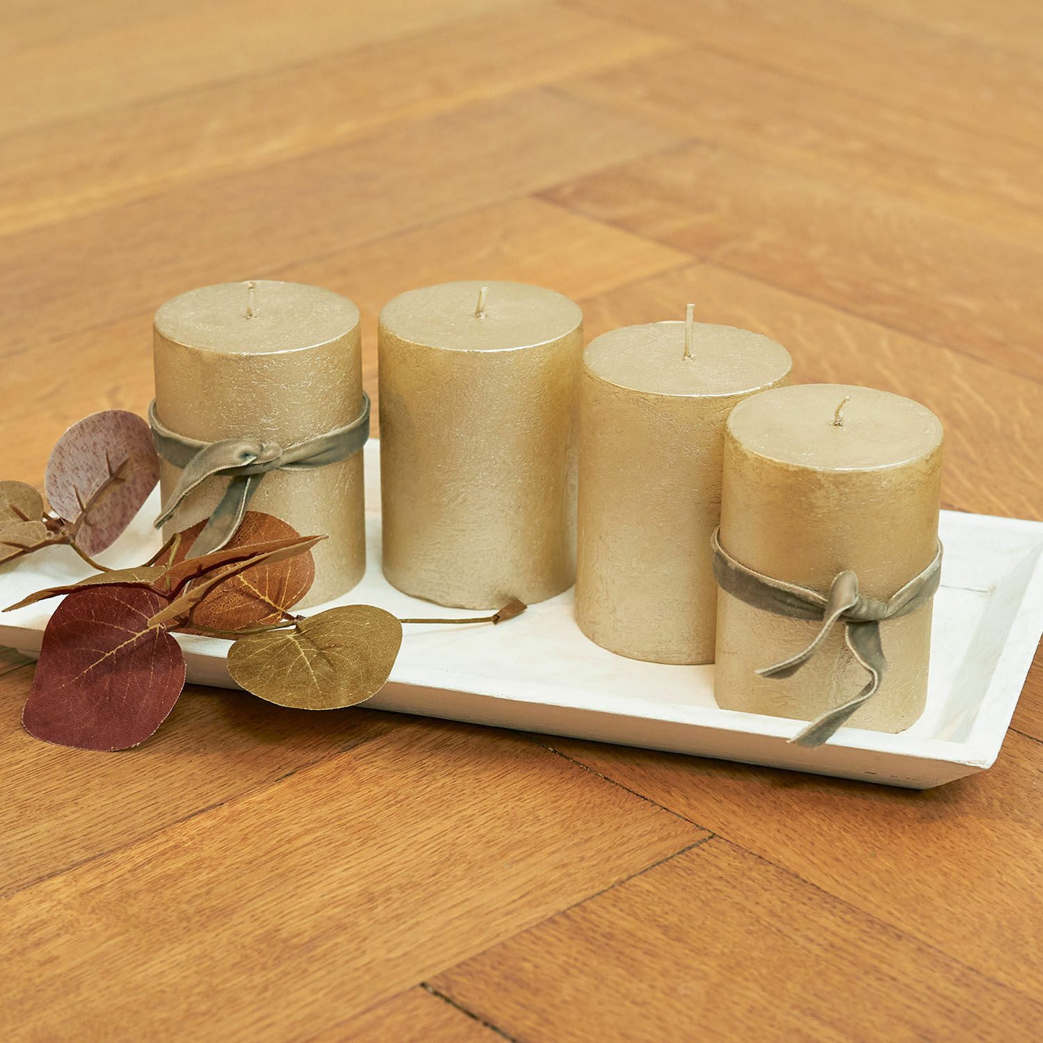 Mirabeau Stumpenkerze Kerze 4er Set Virrans gold (4er Set, 4er Set), none
