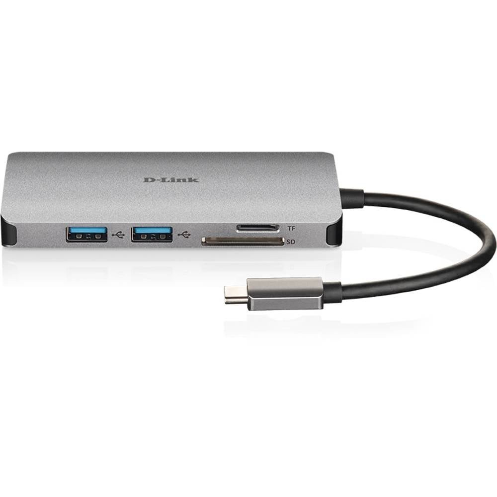 D-Link Laptop-Dockingstation 8‑In‑1 USB‑C Hub mit HDMI/Ethernet/Kartenleser/USB‑C DUB-M810