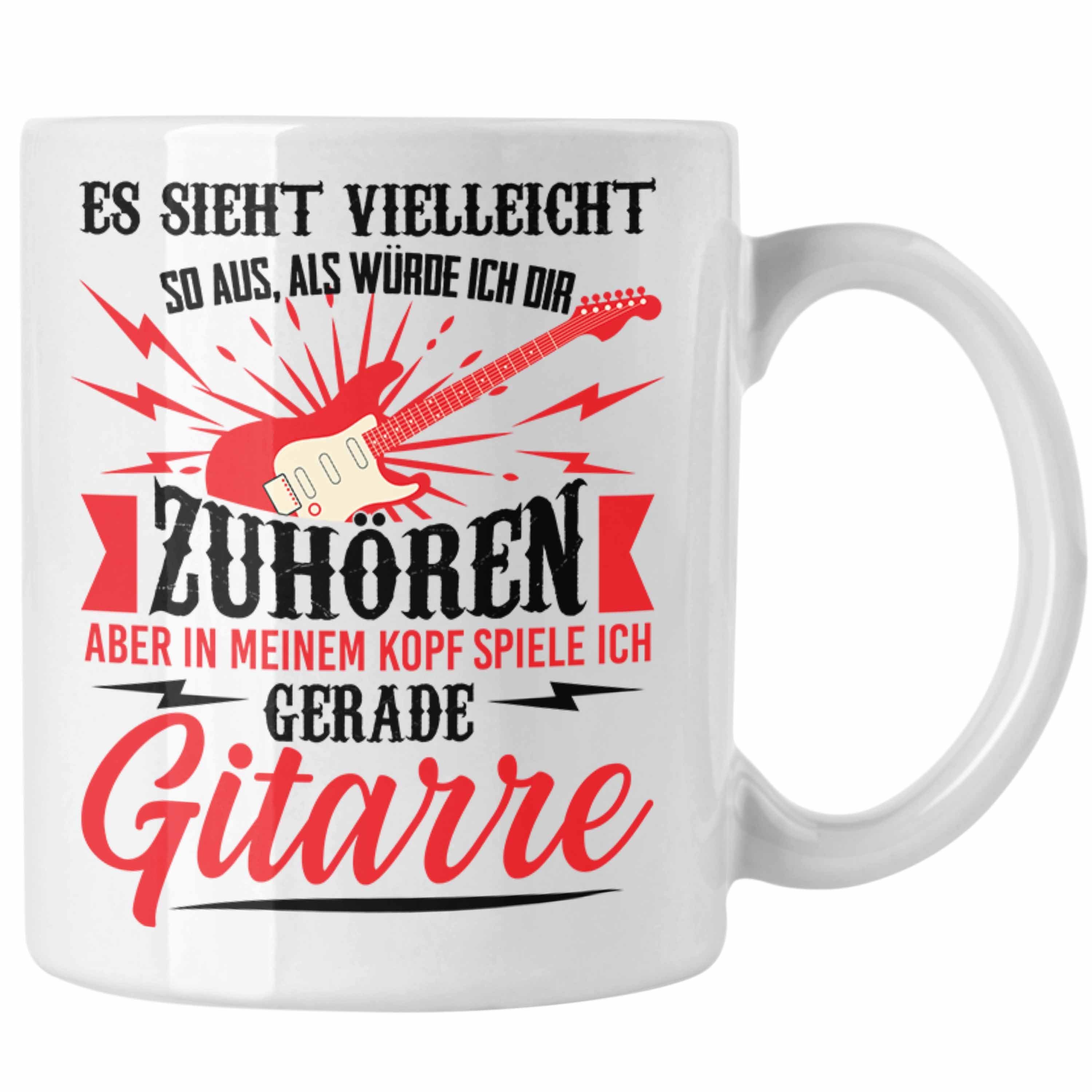 Trendation Tasse Trendation - Gitarrist Geschenk Gitarre Tasse mit Spruch - Kaffeetasse für Gitarrenspieler Geschenkidee Weiss