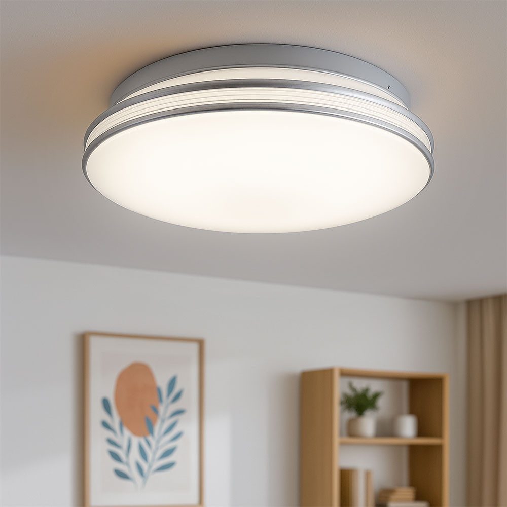 Esto LED Deckenleuchte, LED-Leuchtmittel fest verbaut, Warmweiß, Deckenleuchte Deckenlampe LED Wohnzimmerleuchte weiß rund D 29,3 cm