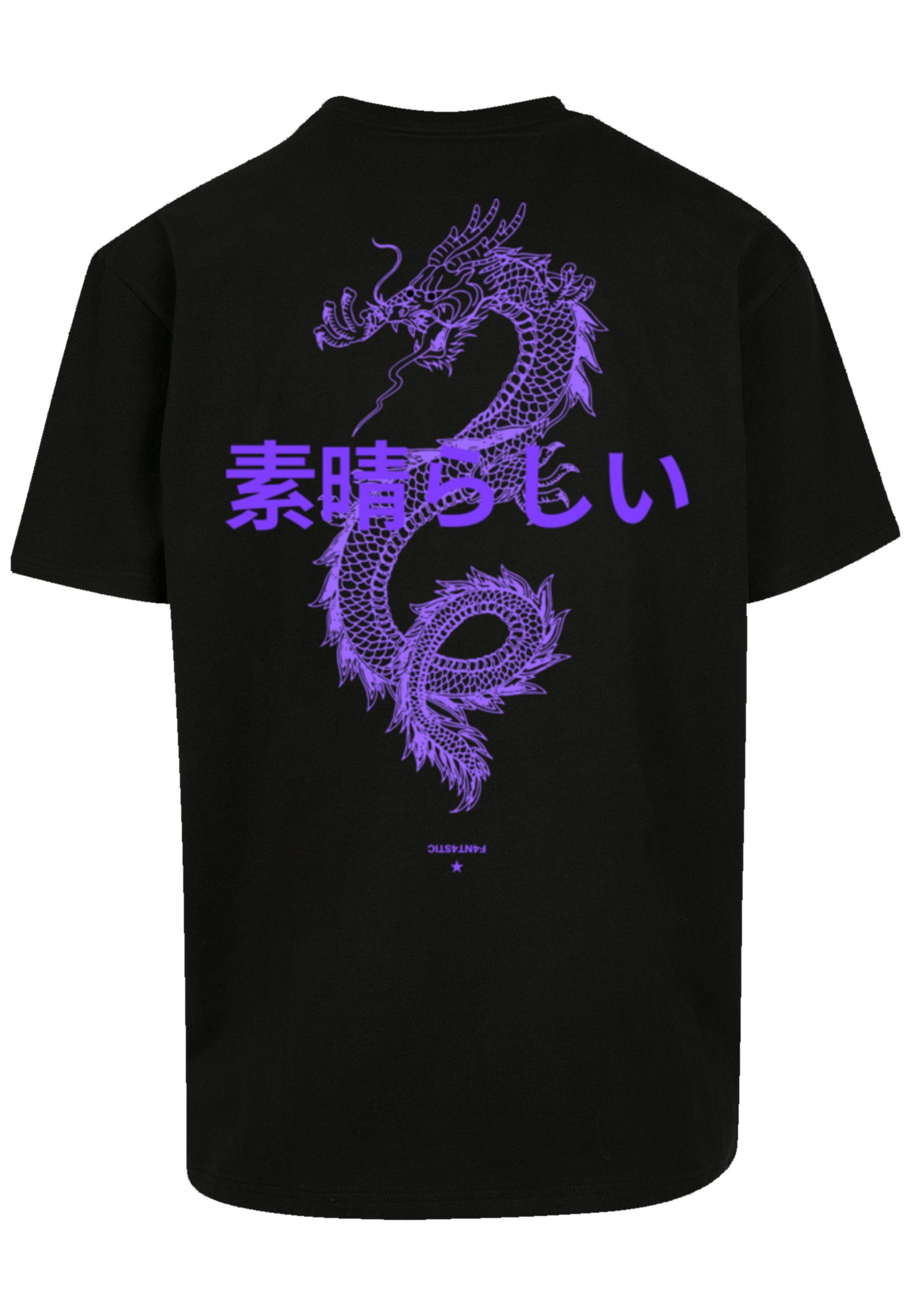 F4NT4STIC T-Shirt PLUS SIZE Dragon Drache Japan Print schwarz