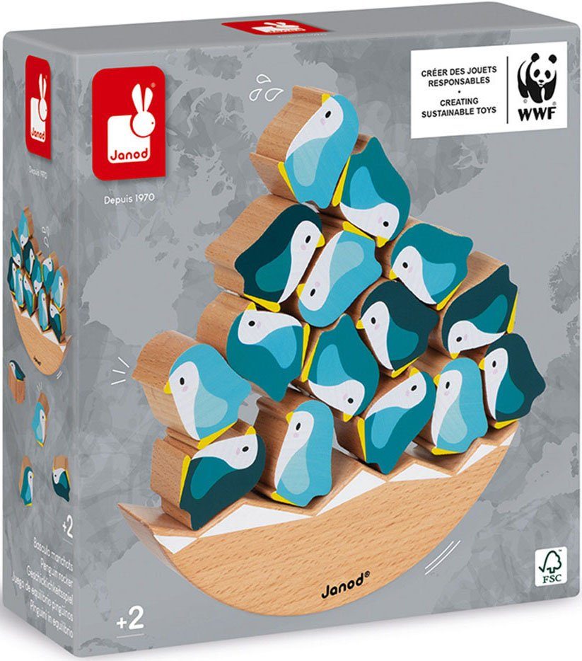 - Wald FSC®- WWF® Spiel, Holzspielzeug, schützt Schaukel-Pinguine, weltweit Janod