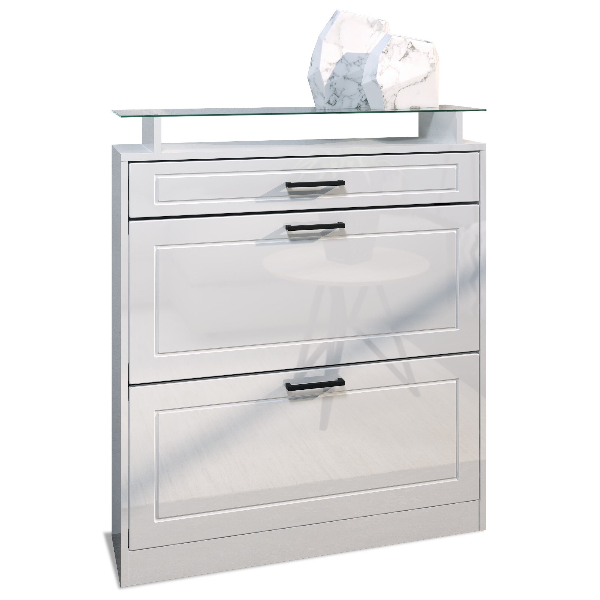 Möbelhandel Klipenstein Schuhschrank Ibiza/Korpus Weiß Hochglanz