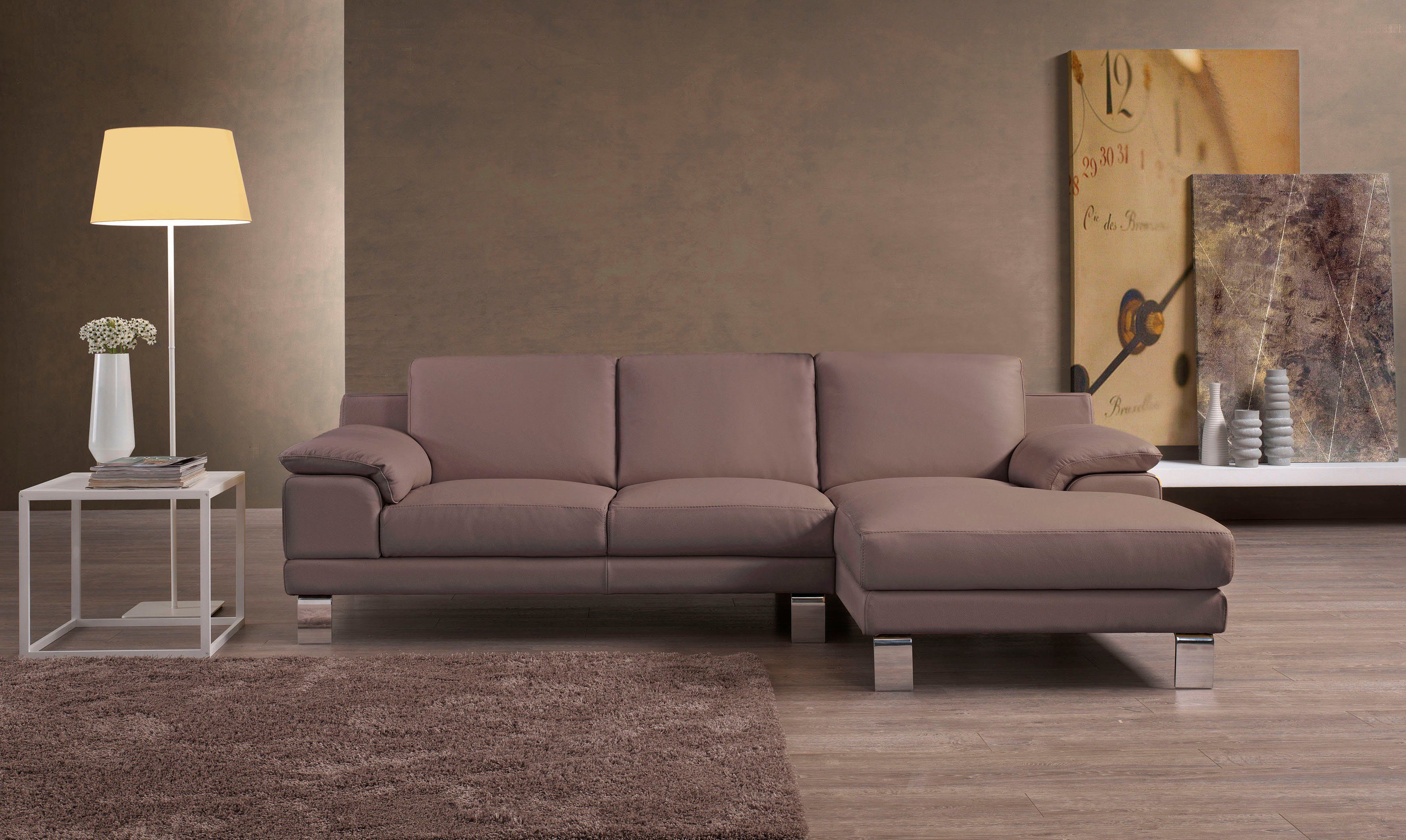 Egoitaliano Ecksofa Shakira, Design & Sitzkomfort auf hohem Niveau, Breite 236cm, L-Form, mit Recamiere, L-Form, edle Füße