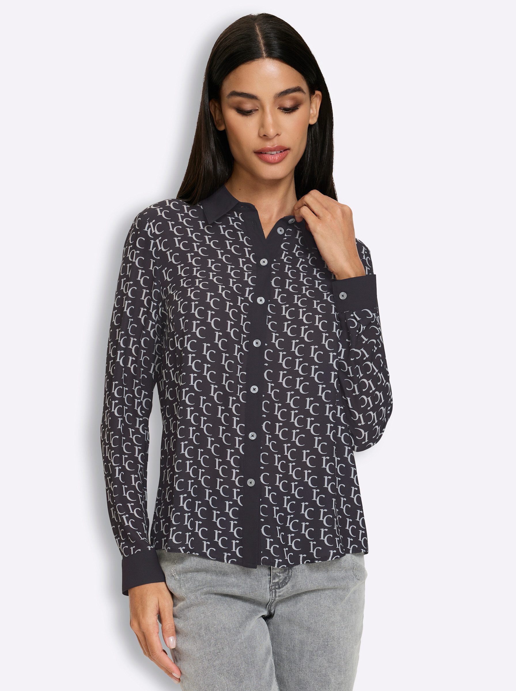 heine Klassische Bluse Druck-Bluse Langarm