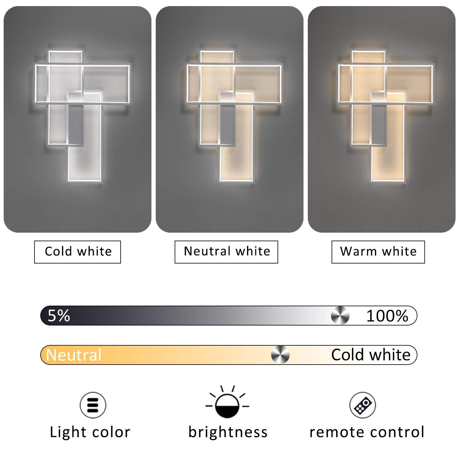 Deckenleuchte ZMH Multifunktional, LED Wandlampe fest Geometrisch integriert dimmbar, LED Modern weiß LED Deckenleuchte