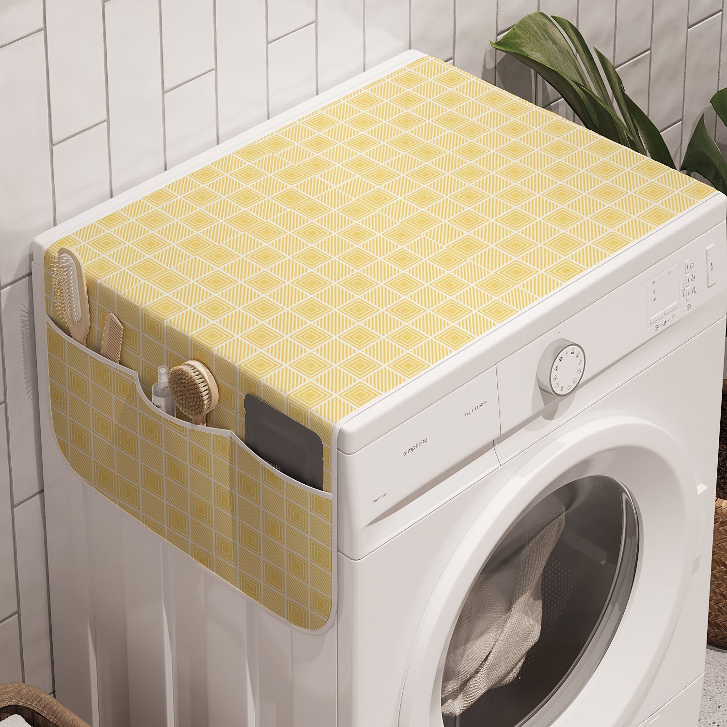 Trockner, quadratisches Badorganizer Abakuhaus Geometrisch Waschmaschine Gestreiftes Schachbrett Anti-Rutsch-Stoffabdeckung für und