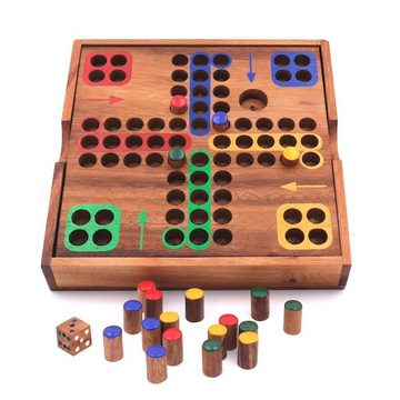 ROMBOL Denkspiele Spiel, Würfelspiel Ludo - Das spannende Brettspiel für die ganze Familie, Holzspiel