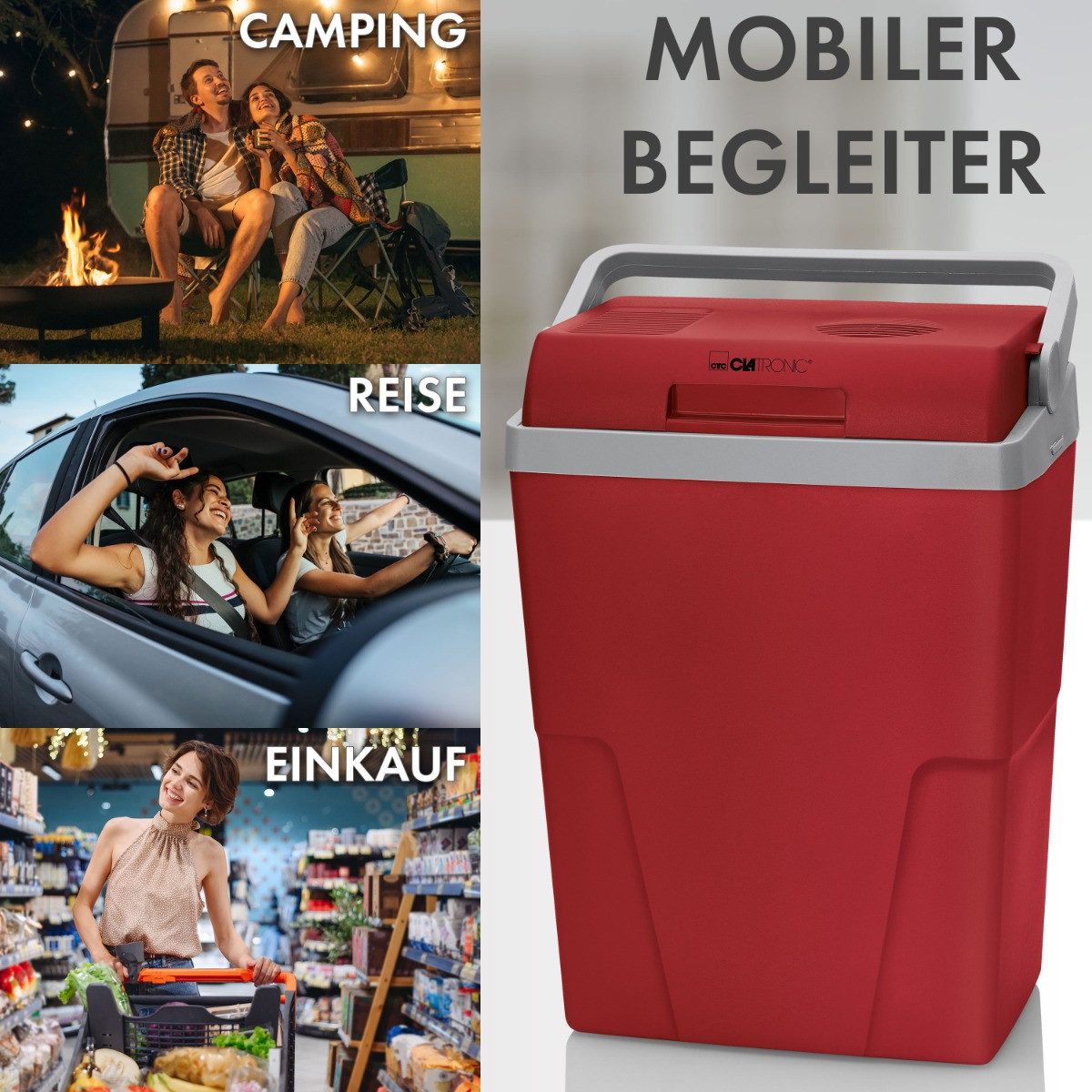 CLATRONIC Elektrische Kühlbox KB 3713.1, Auto und Camping, 22L, 12V und 230V Anschluss