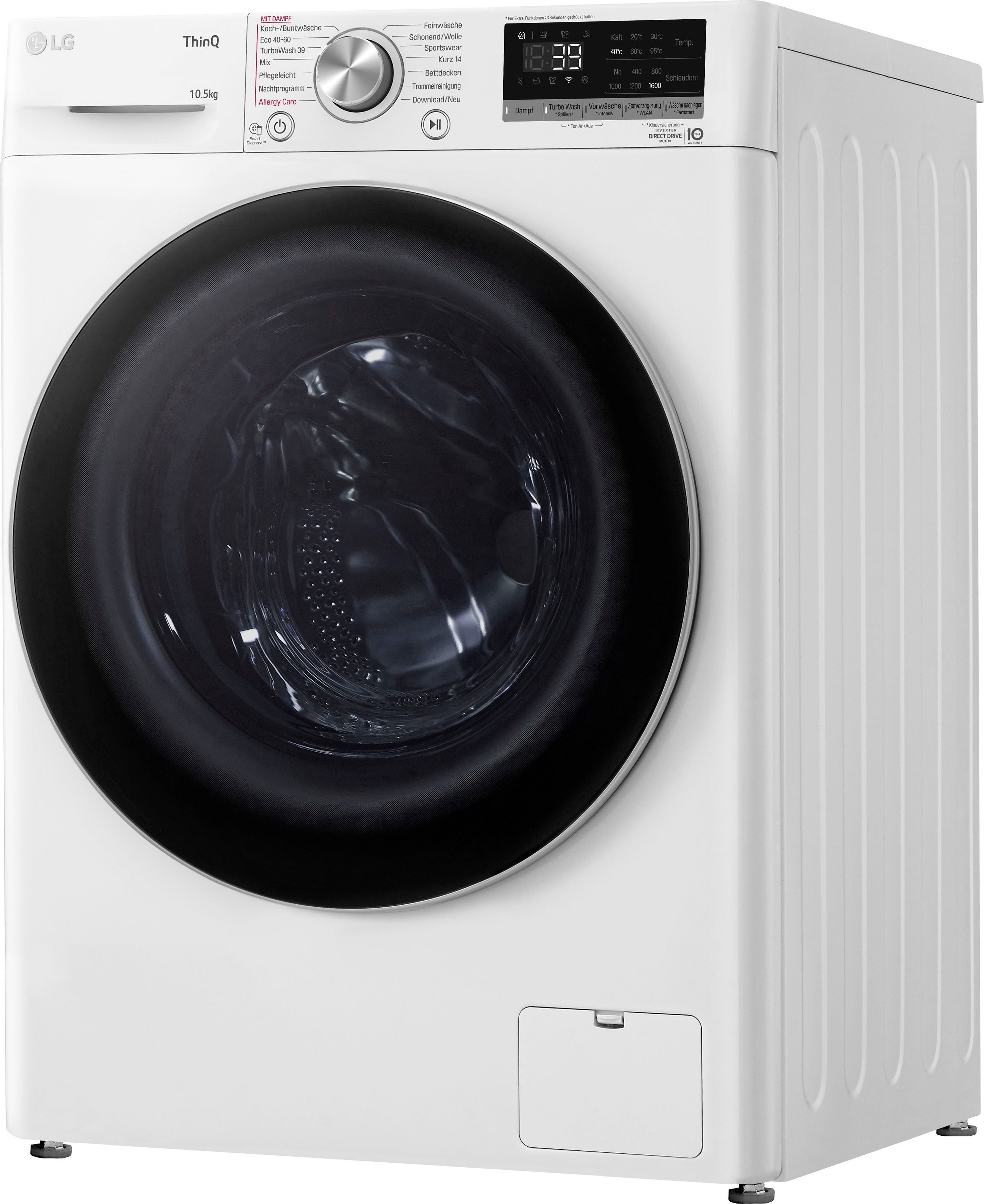 LG Waschmaschine F6WV710P1, 10,5 kg, 1600 U/min, TurboWash® - Waschen in nur 39 Minuten