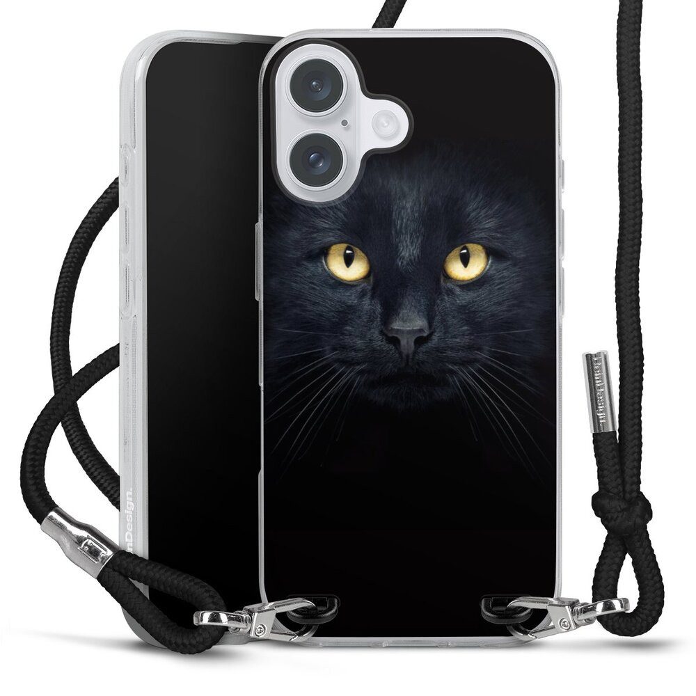 DeinDesign Handyhülle Katze Auge schwarz Tom Cat, Apple iPhone 16 Plus Handykette Hülle mit Band Case zum Umhängen