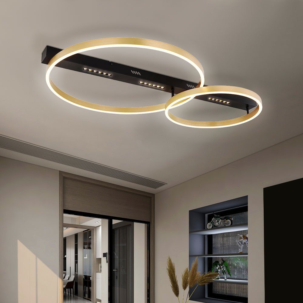 gold 3 fest Deckenleuchte, Wohnzimmerleuchte Deckenleuchte Warmweiß, LED-Leuchtmittel Stufen LED Deckenlampe Globo verbaut, schwarz LED