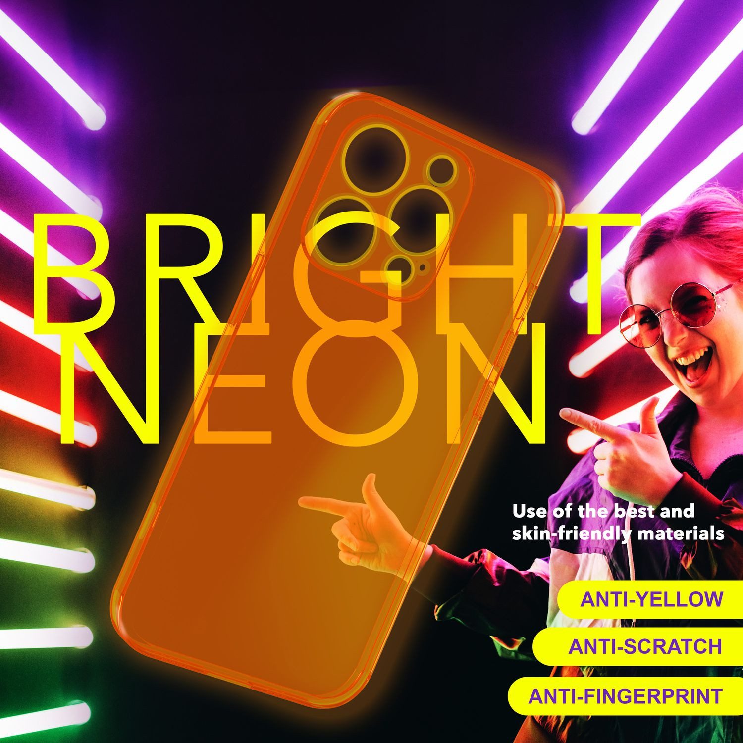 Nalia Smartphone-Hülle Apple iPhone 15 Pro 15,5 cm (6,1 Zoll), Klare Neon Silikon Hülle / Bunt / Durchsichtig Transparent / Slim Case