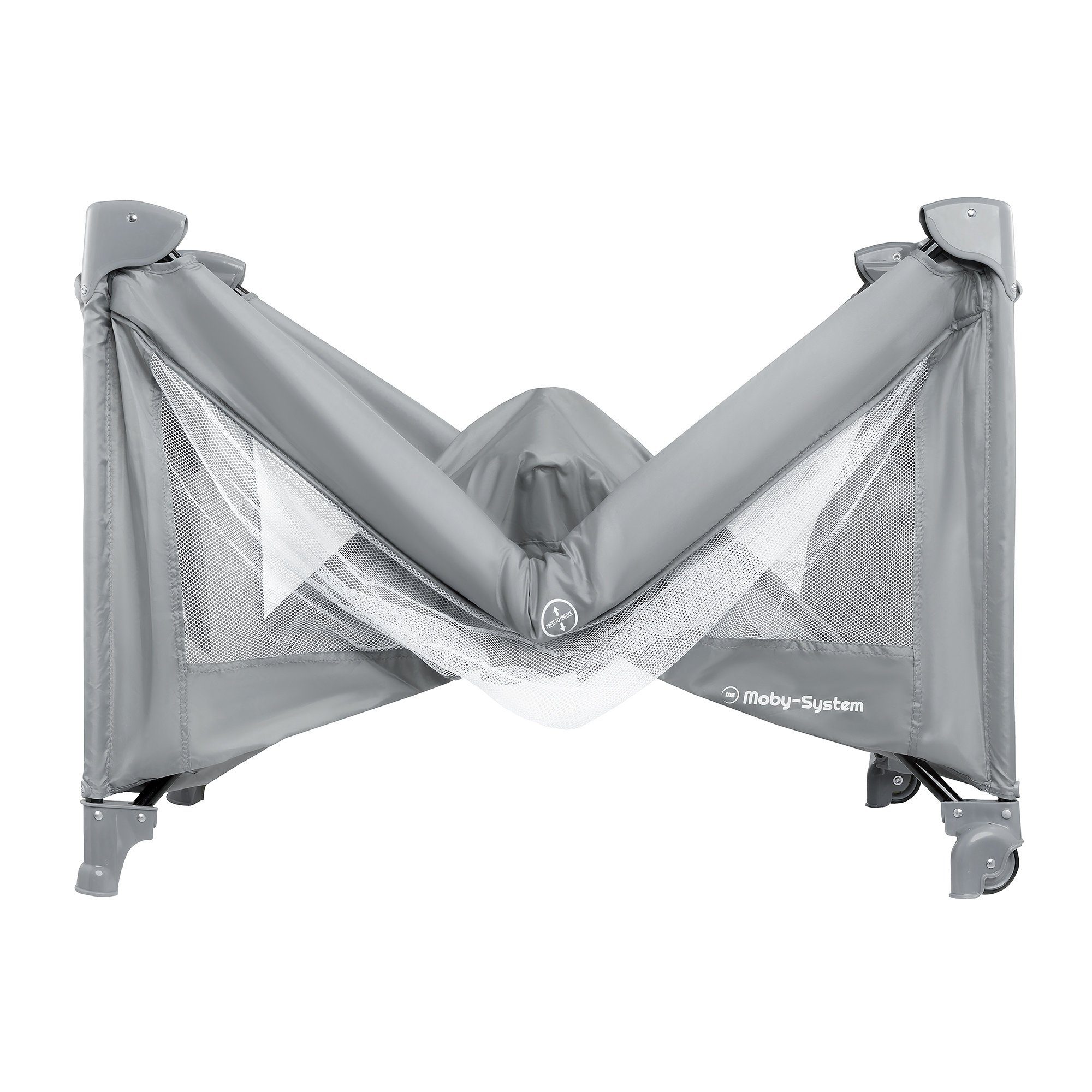 Moby-System Baby-Reisebett Multifunktionales Reisebett - Happy Traveller BASIC, Grau – Bild 4 von 5