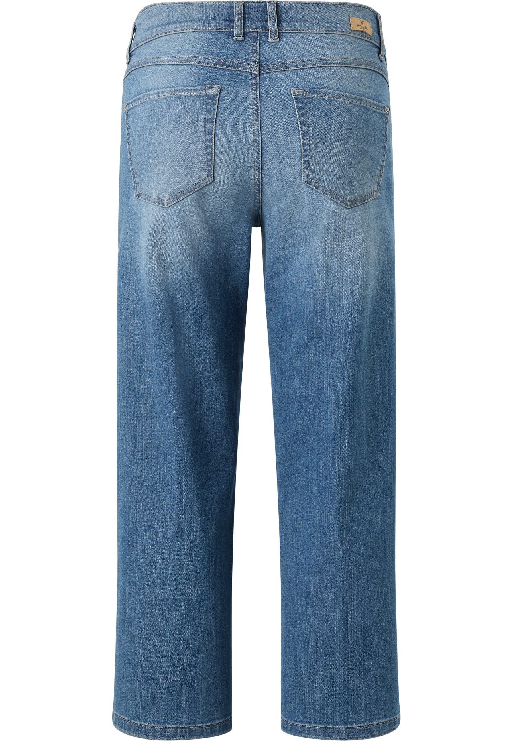 Reißverschluss Jeans ANGELS Cotton mit blau Organic Mit Straight-Jeans Linn