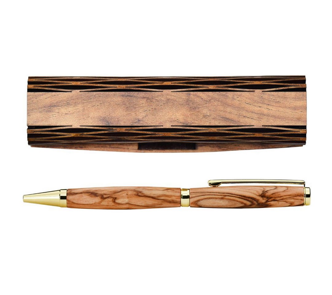 Kassis Geschenkartikel Kugelschreiber eleganter Stift aus Olvienholz mit edler Holzschachtel, Hergestellt in Bethlehem, zu Geburtstag, Vatertag, Abitur, Ruhestand
