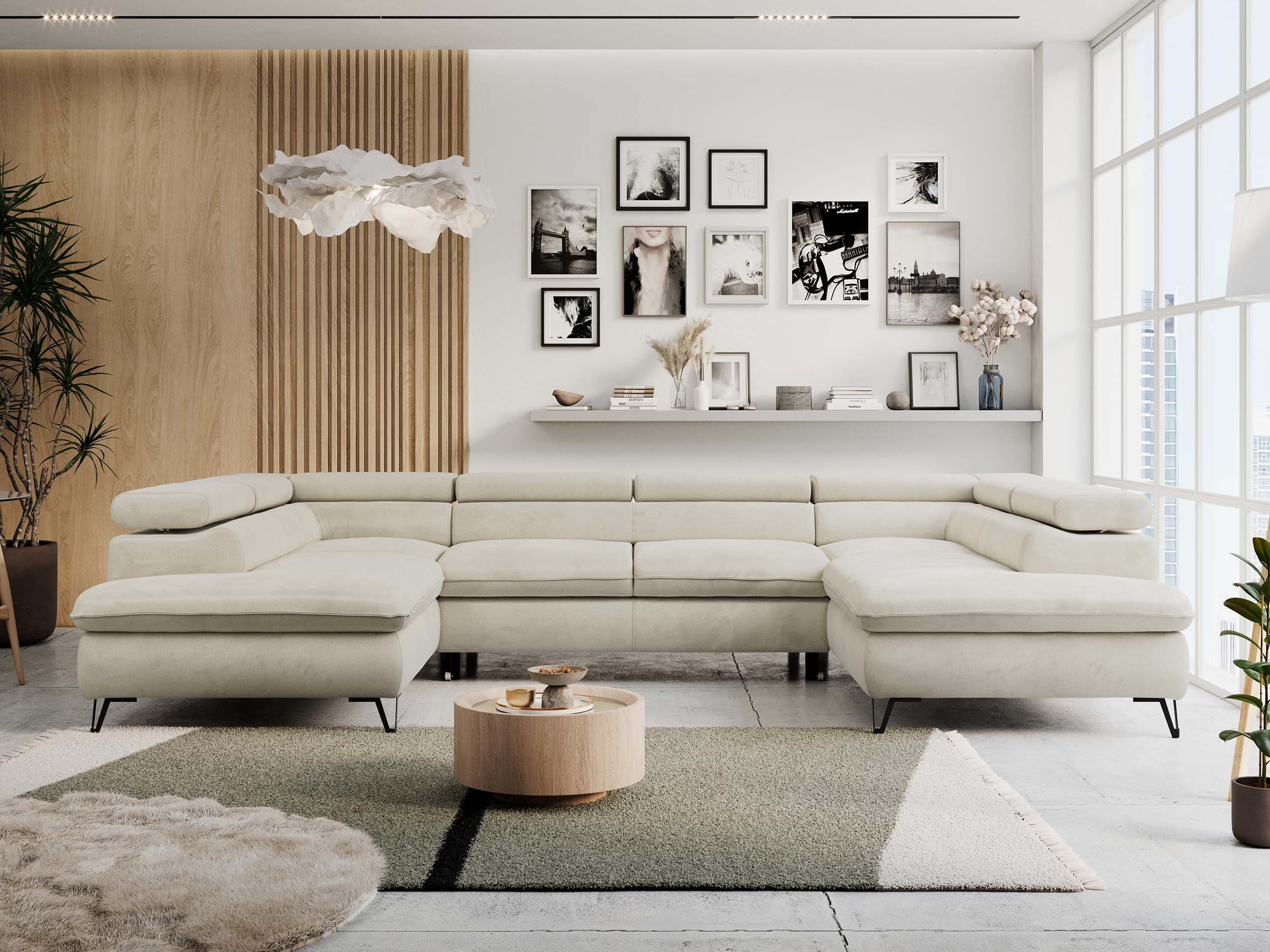 MKS MÖBEL Ecksofa PETER U, Set, Ecksofa U-Form, Wellenfedern, HR35-Schaum, form, Sofa big XXL, Bettkasten, Bettfunktion, Einstellbare Kopfstützen