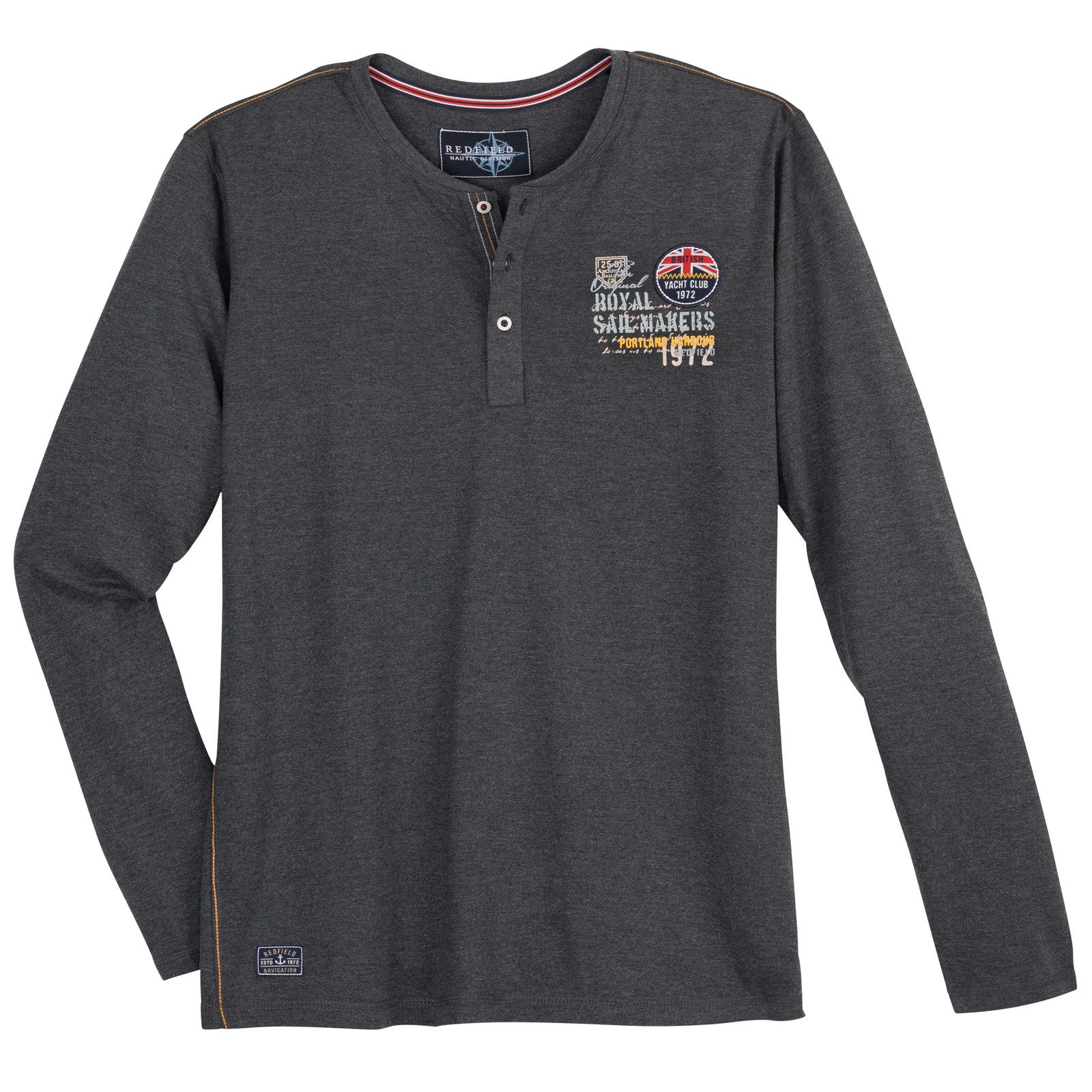 redfield Langarmshirt Redfield XXL Henley-Longsleeve anthrazit günstig online kaufen