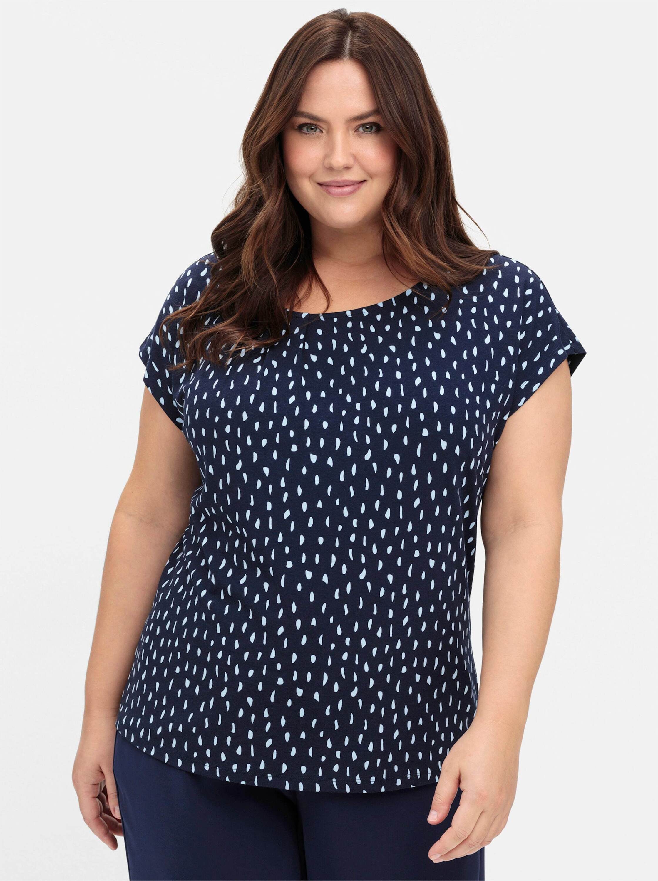 Sheego T-Shirt Kurzarmshirt Kurzarm mit Minimal-Alloverdruck